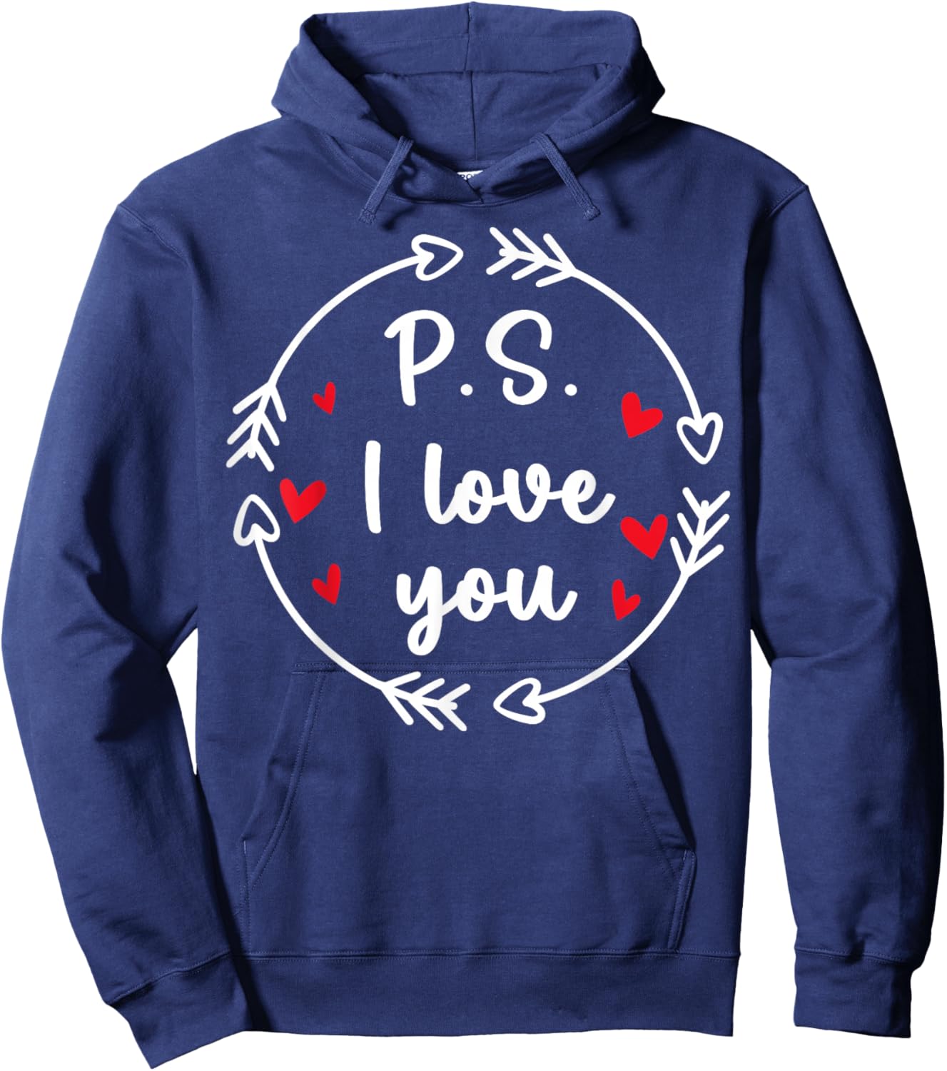 PS I Love You Day Valentine's Day Purple Heart Women Men Kid Hoodie - Hoodie | Navy