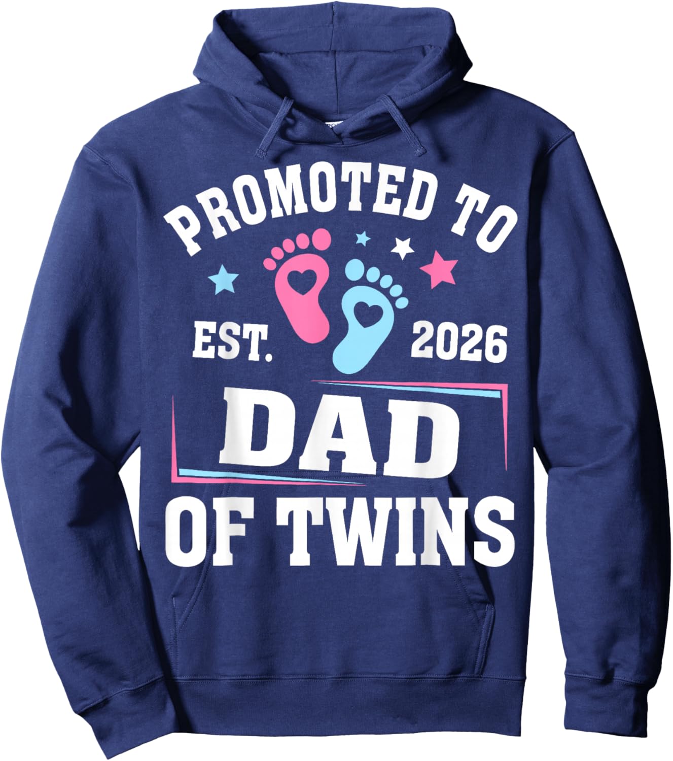 Promoted to Dad Est 2026 of Twins Gender Reveal Hoodie - Hoodie | Navy