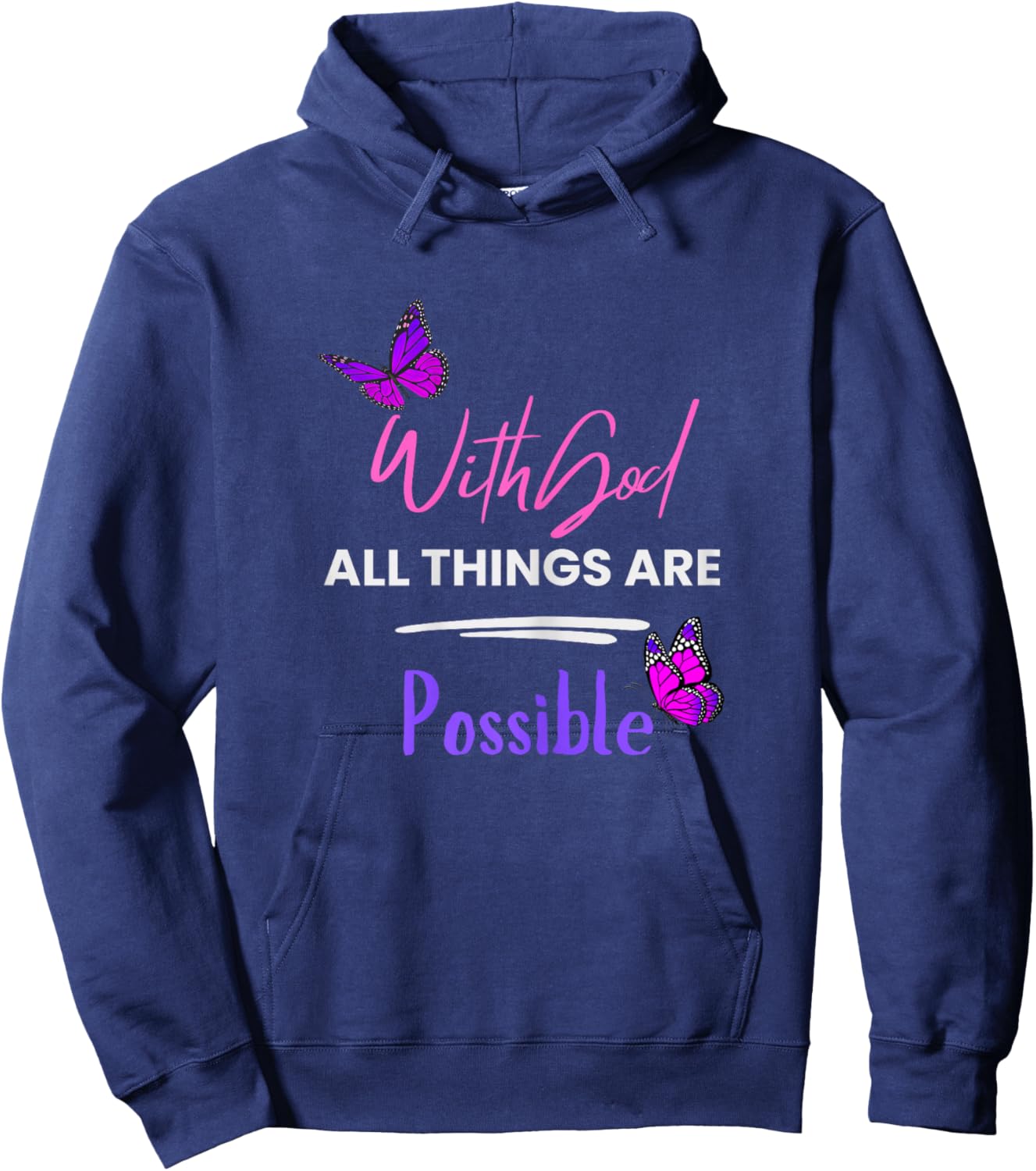 with God All Things are Possible by Designer Jaziz Gutierrez Hoodie - Hoodie | Navy