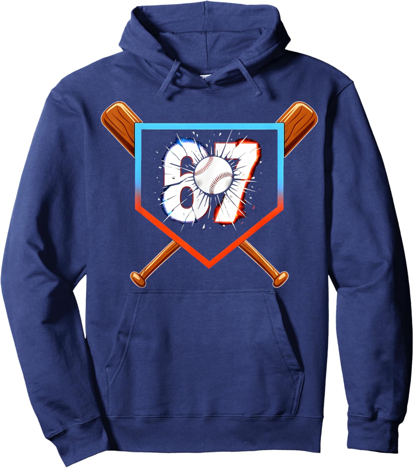 Funny Six Seven 67 Baseball Birthday Boy Gift Men Kids Boys Hoodie - Hoodie | Navy