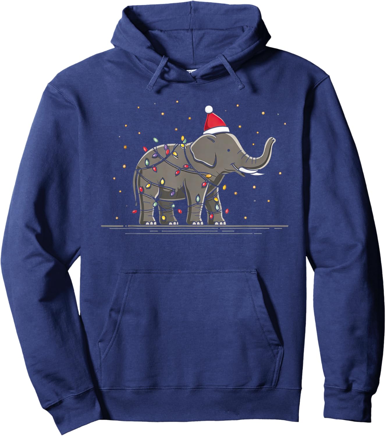 Funny Elephant Christmas Graphics Animal Lights Lover Hoodie - Hoodie | Navy