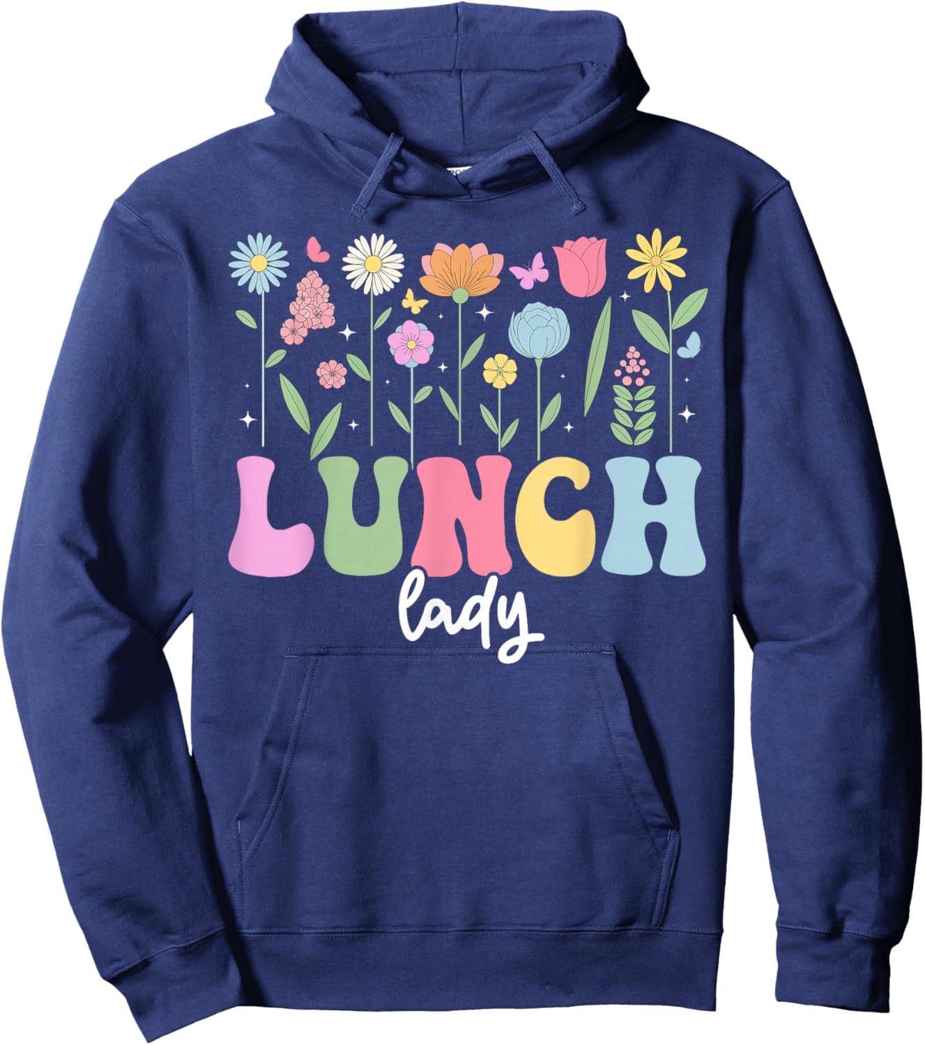 Lunch Lady Flowers School Cafeteria Worker Lunch Ladies Hoodie - Hoodie | Navy