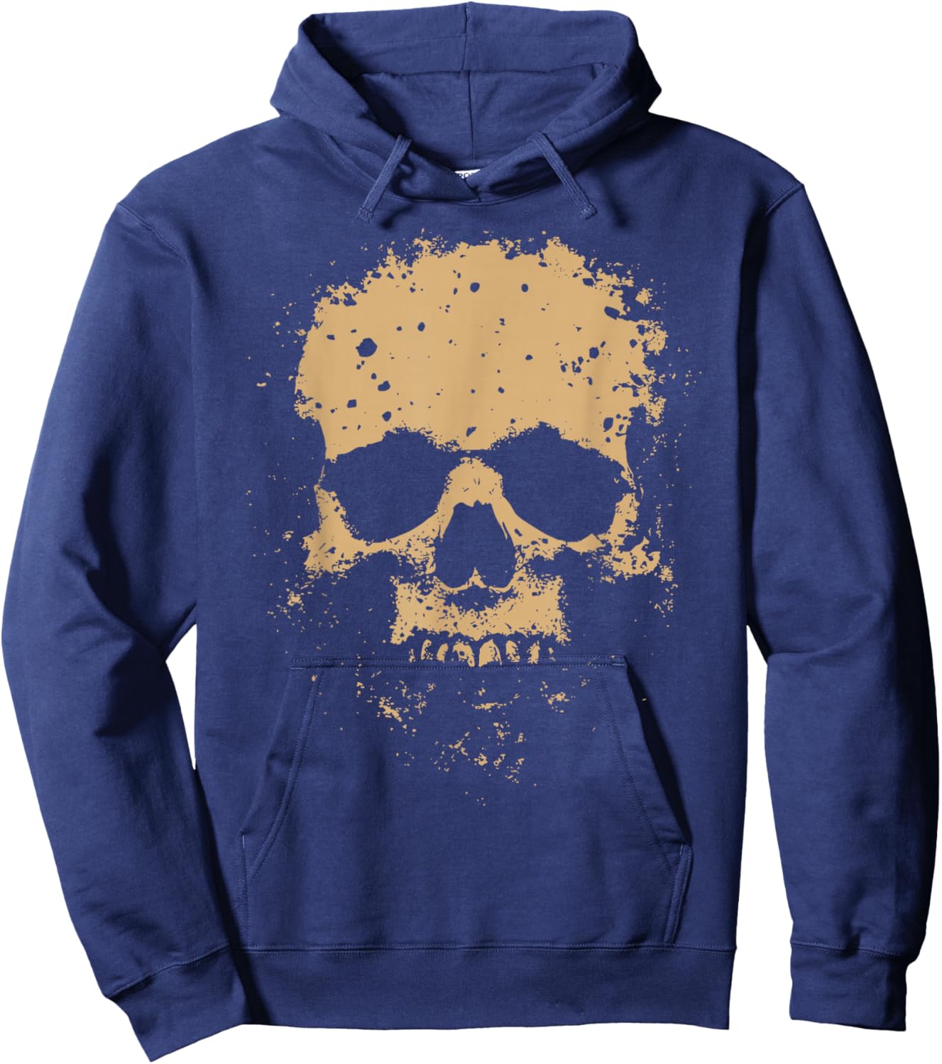 Big Skull Only Graphic Grunge Distressed Vintage Rugged Hoodie - Hoodie | Navy