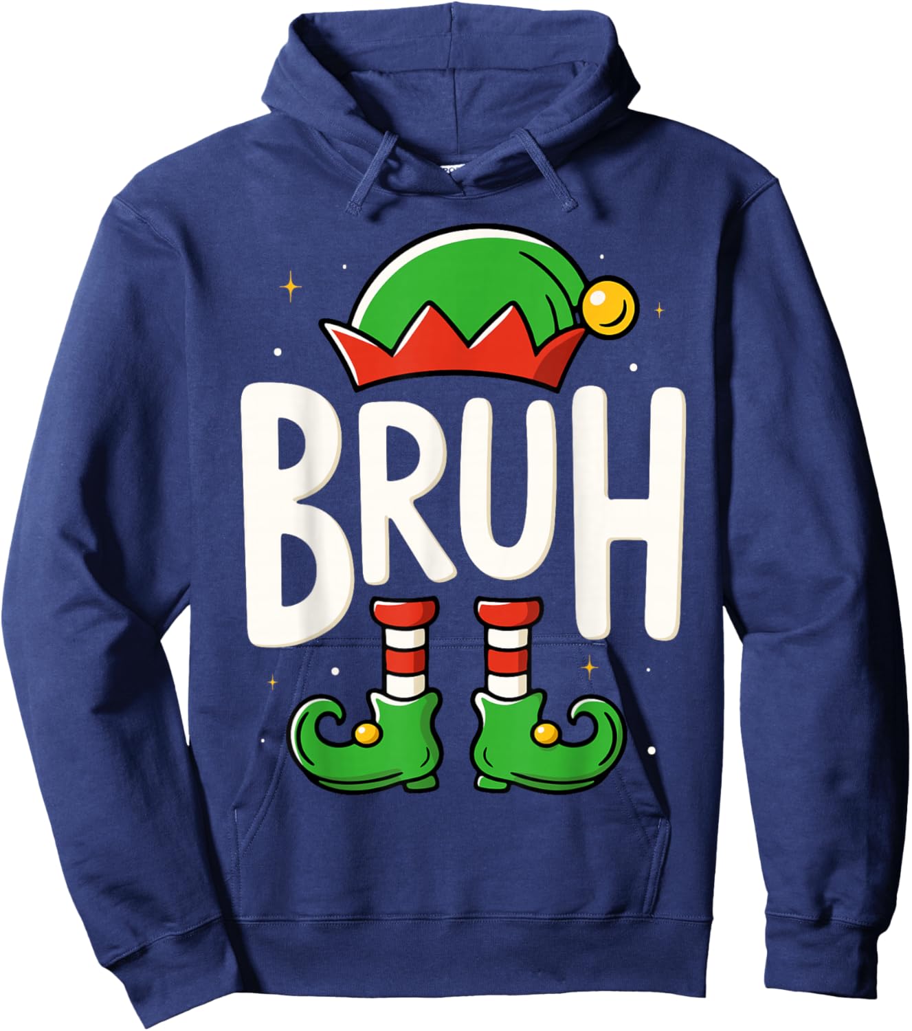 Bruh Christmas Elf Pajamas for Kids Teen Boys Xmas Hoodie - Hoodie | Navy
