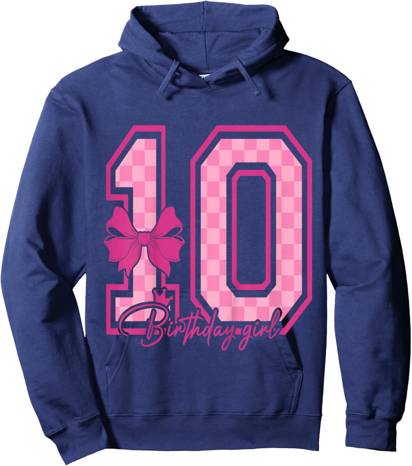 10th Birthday Girl Pink Coquette Bow Ten Bday 10yrs Old Girl Hoodie - Hoodie | Navy