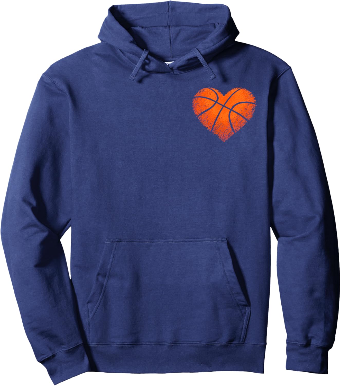 Distressed Basketball Heart Graphic Valentines Boy Men Hoodie - Hoodie | Navy
