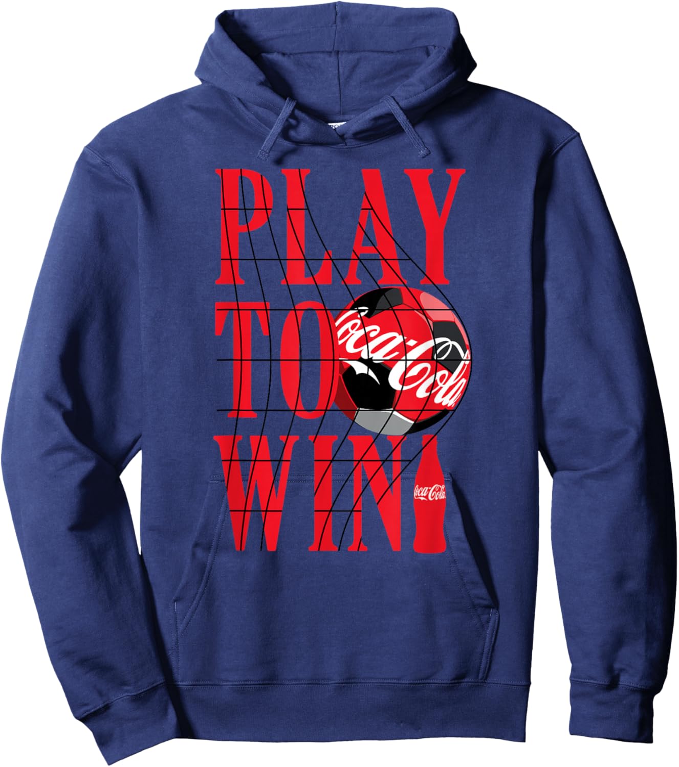 Coca-Cola Play To Win Football Soccer Goal Glass Bottle Icon Hoodie - Hoodie | Navy