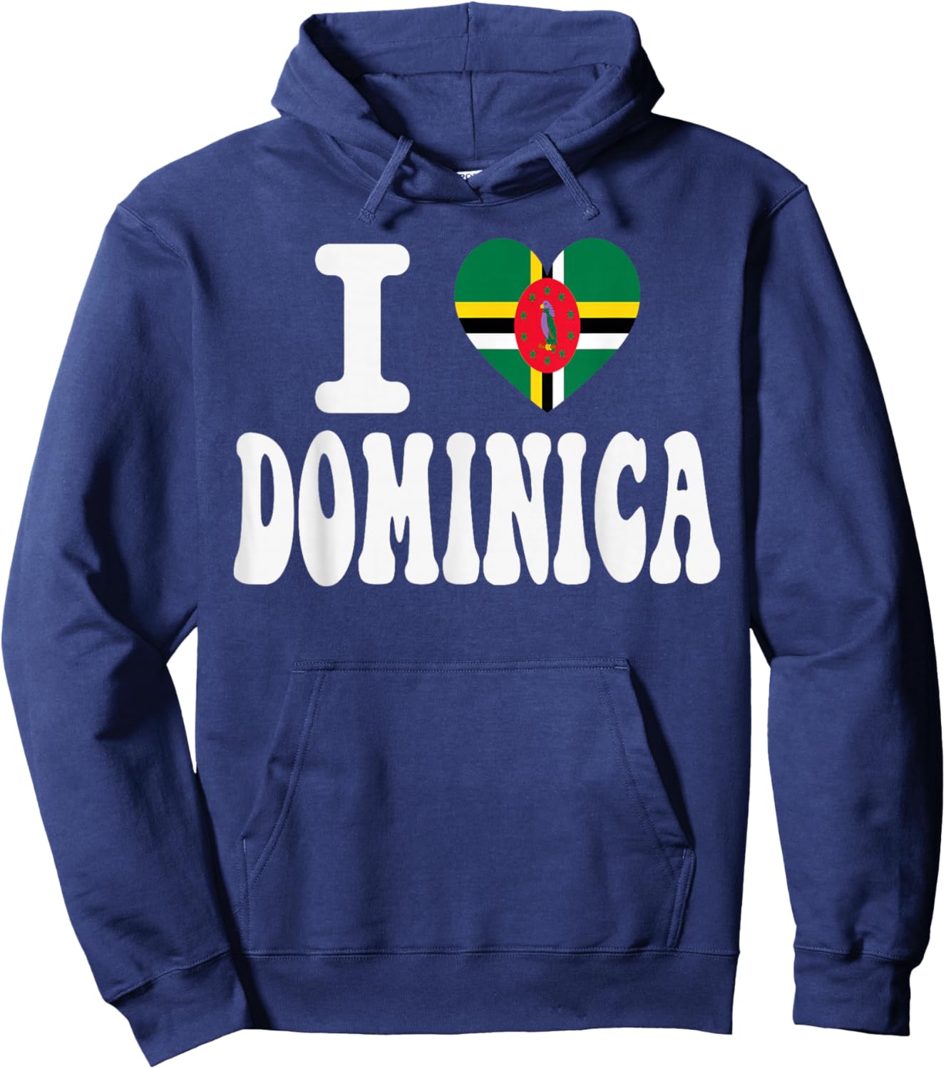 I Love Dominica Heart Flag Retro Travel Souvenir Hoodie - Hoodie | Navy