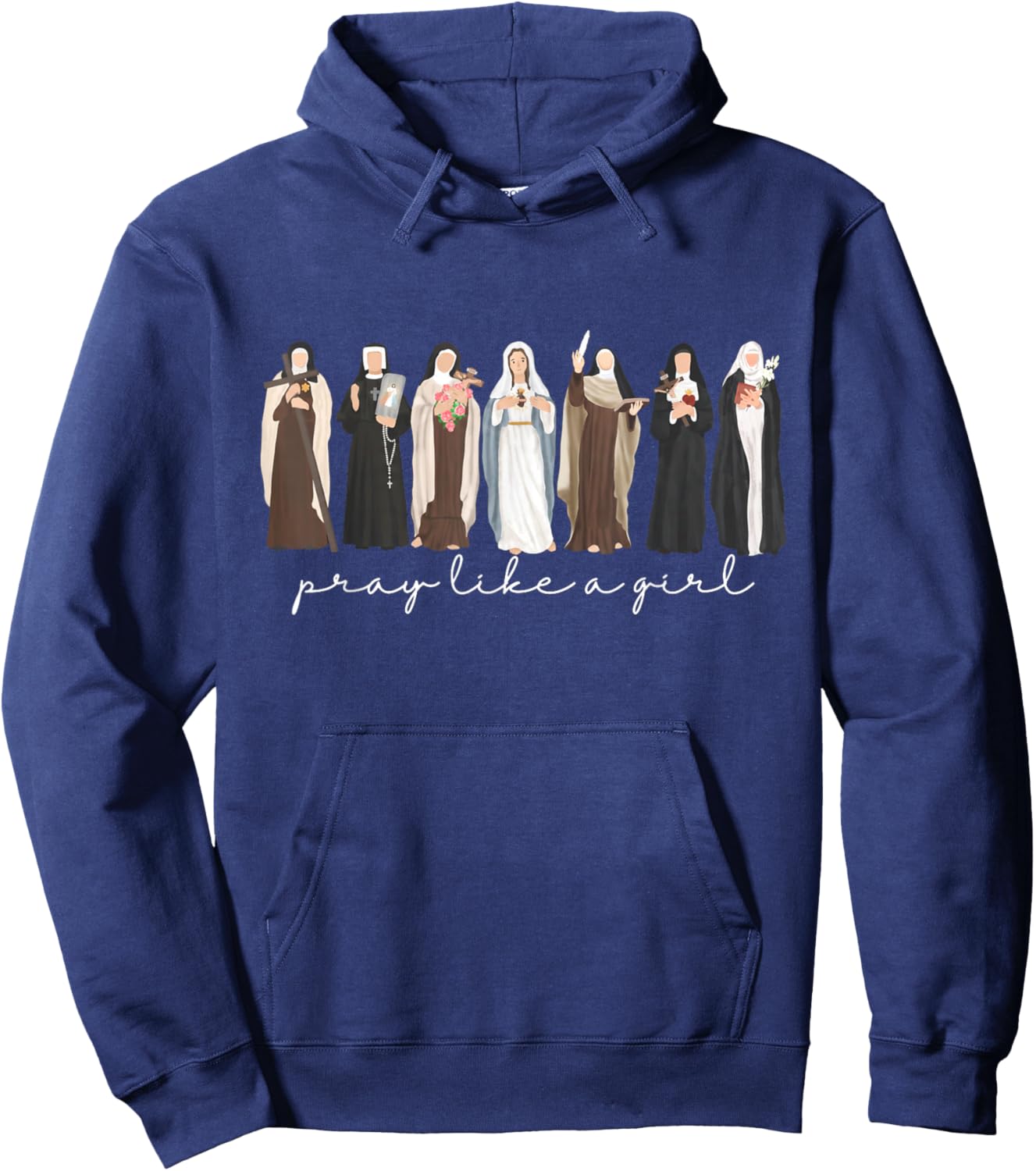 Pray Like A Girl Catholic Christian Faith Based Men Women Hoodie - Hoodie | Navy