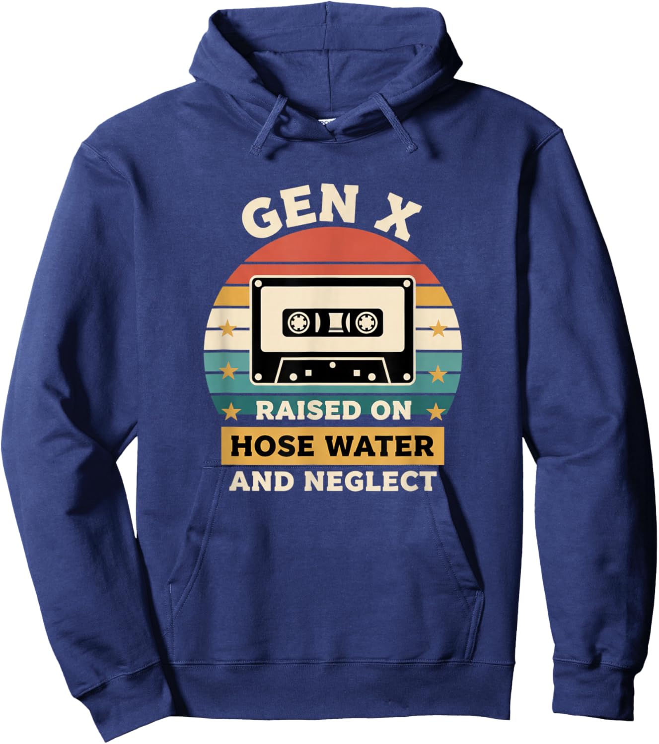 Gen X Raised On Hose Water and Neglect Retro Cassette Nostl Hoodie - Hoodie | Navy