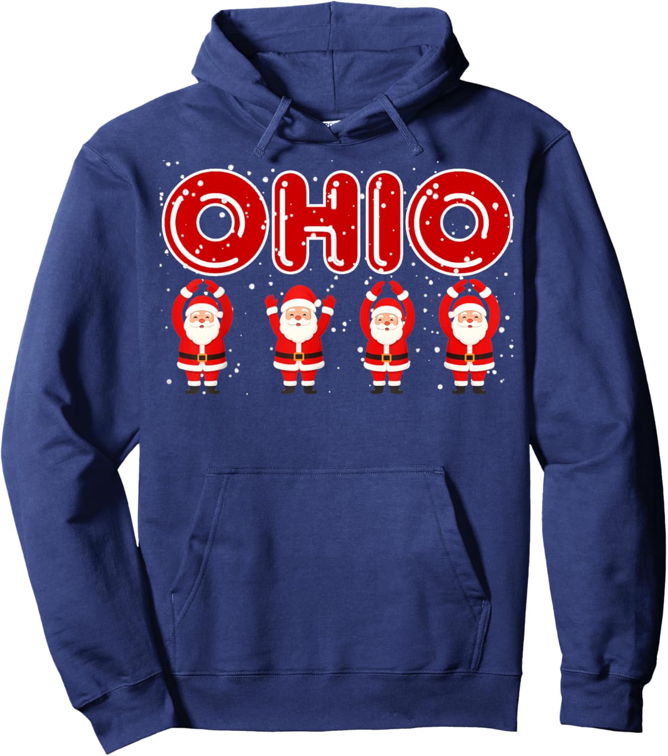 O-H-I-O State Vintage Funny Santa Ohio Christmas Vibes Hoodie - Hoodie | Navy