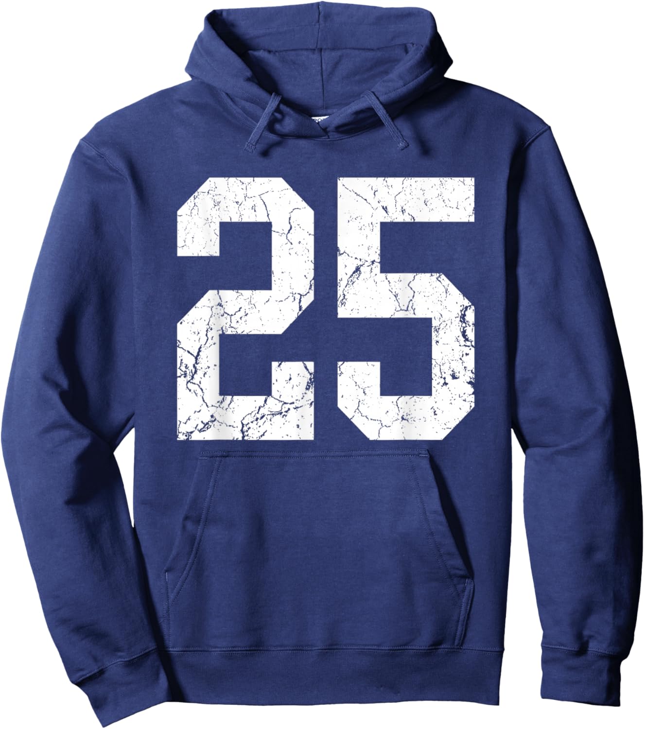 Distressed White Number 25 Jersey Player Uniform #25 Hoodie - Hoodie | Navy