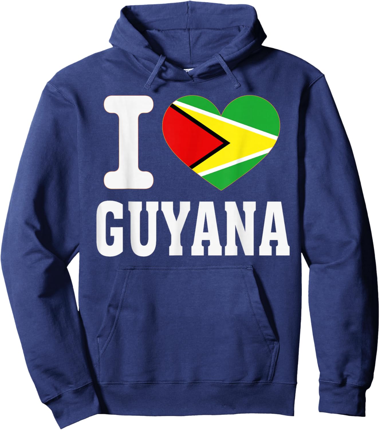 I Love Guyana Heart Souvenir Lovers Pride Travel Hoodie - Hoodie | Navy