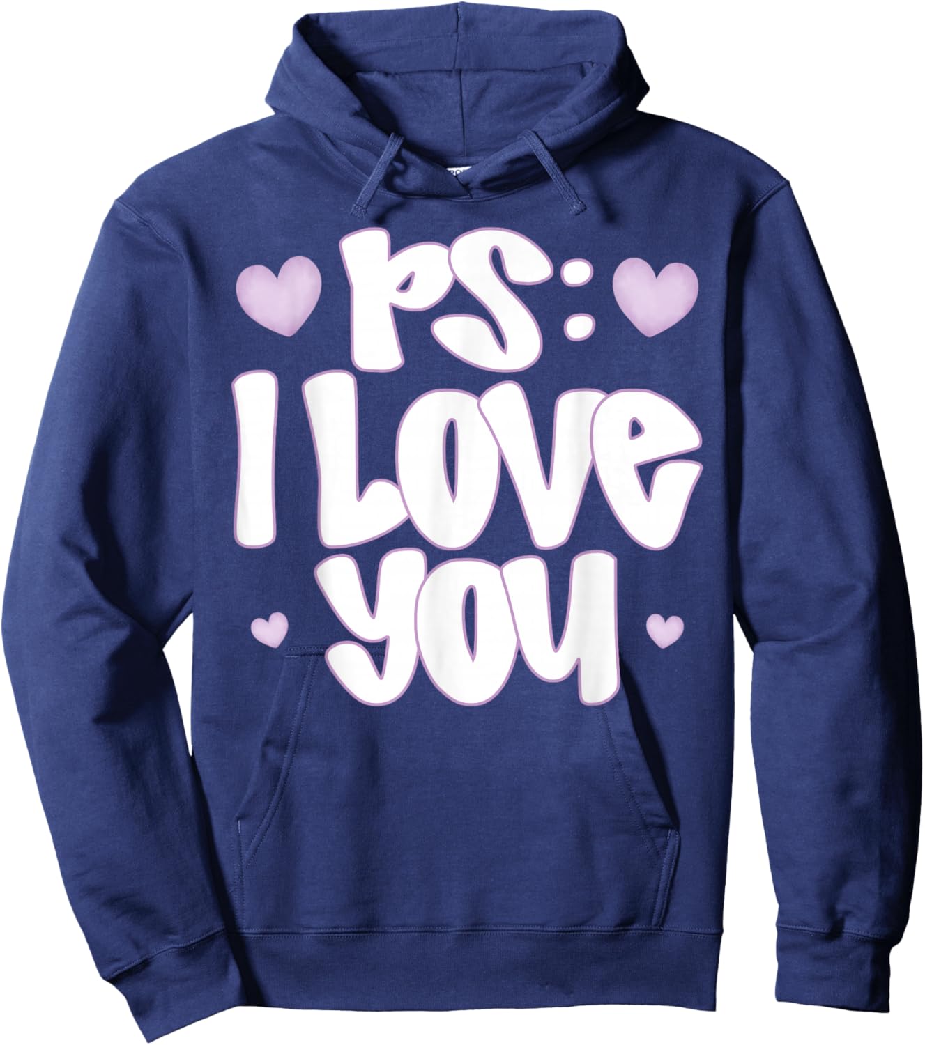 PS I Love You Day Valentine's Day Purple Heart Women Men Kid Hoodie - Hoodie | Navy