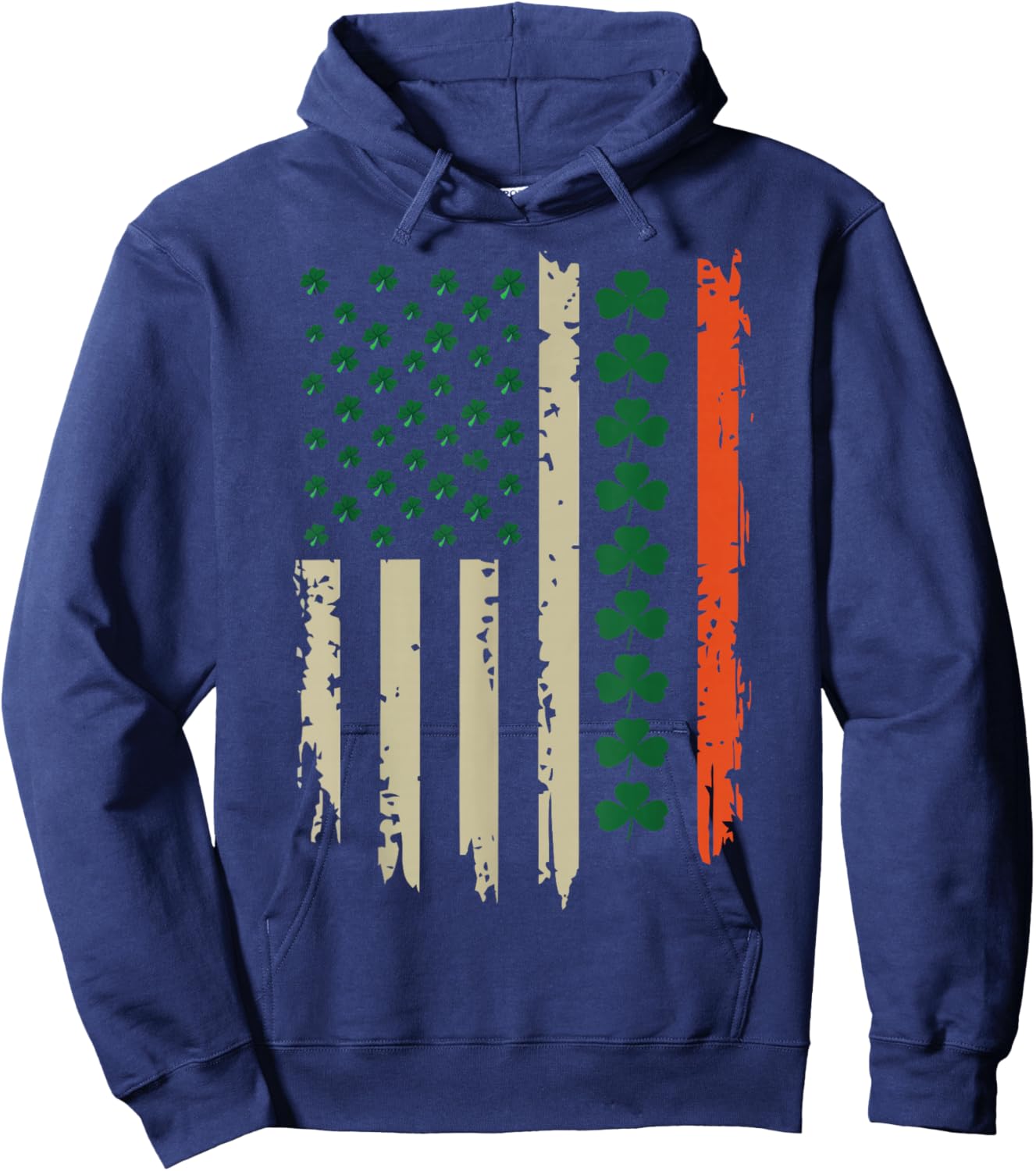 US American Shamrock Flag for St Patricks Day Funny Hoodie - Hoodie | Navy