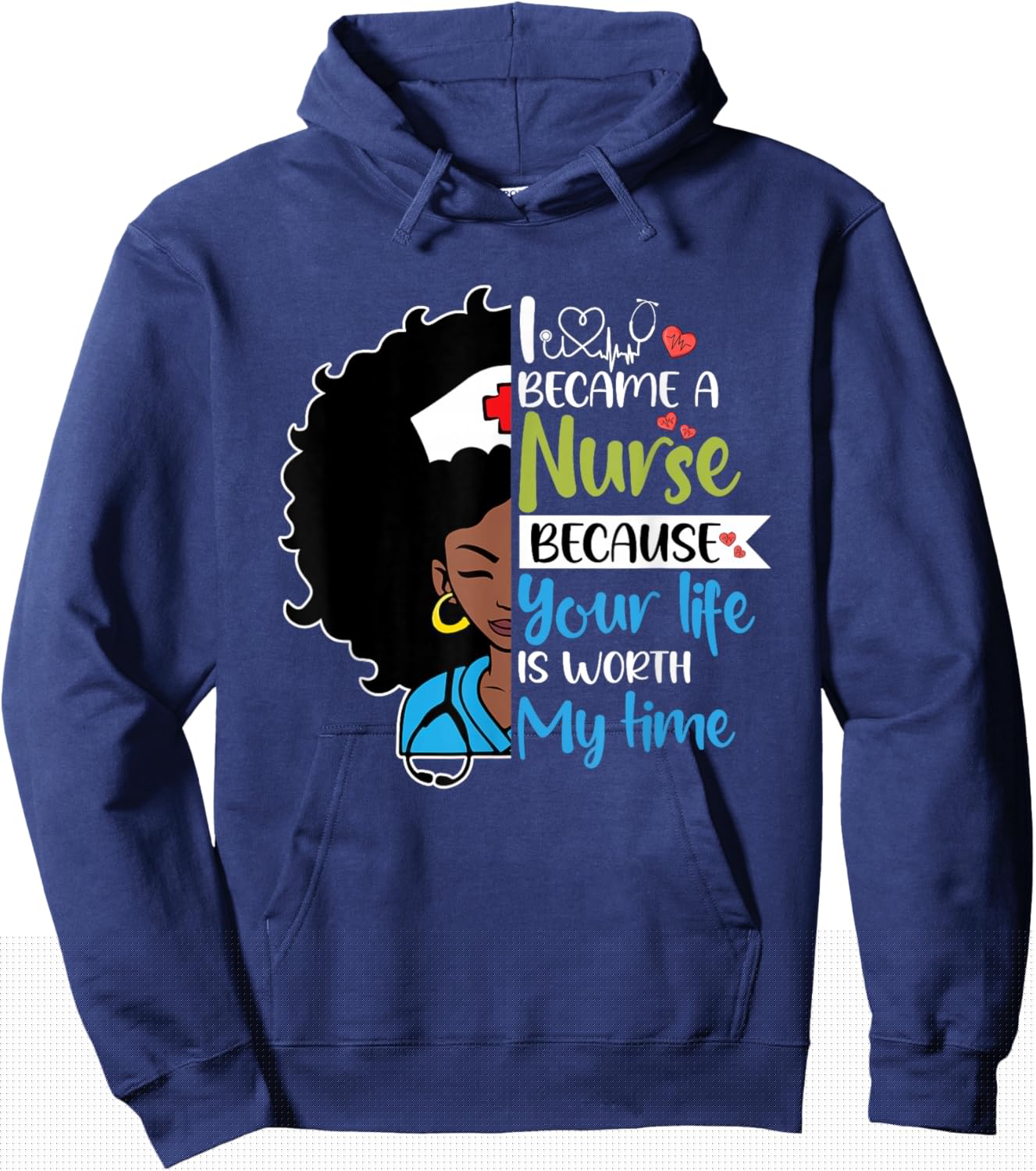 Black Woman Nurse Black History Month Nursing Scrub Hoodie - Hoodie | Navy