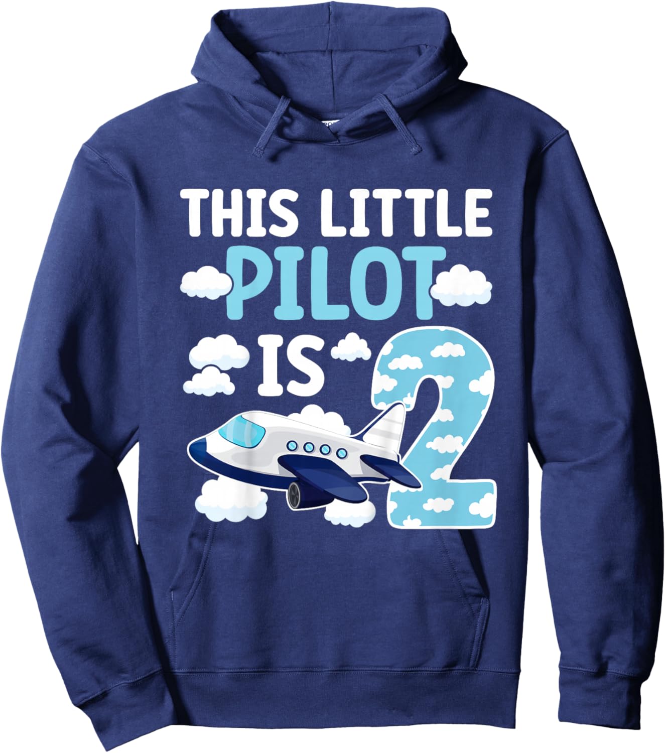 2nd Airplane Birthday Party Two Year Old Pilot Birthday Hoodie - Hoodie | Navy