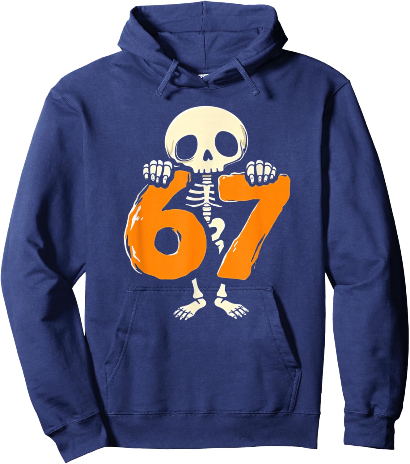 67 Halloween Brainrot Meme 6 7 Numbers Six Seven Skeleton Hoodie - Hoodie | Navy
