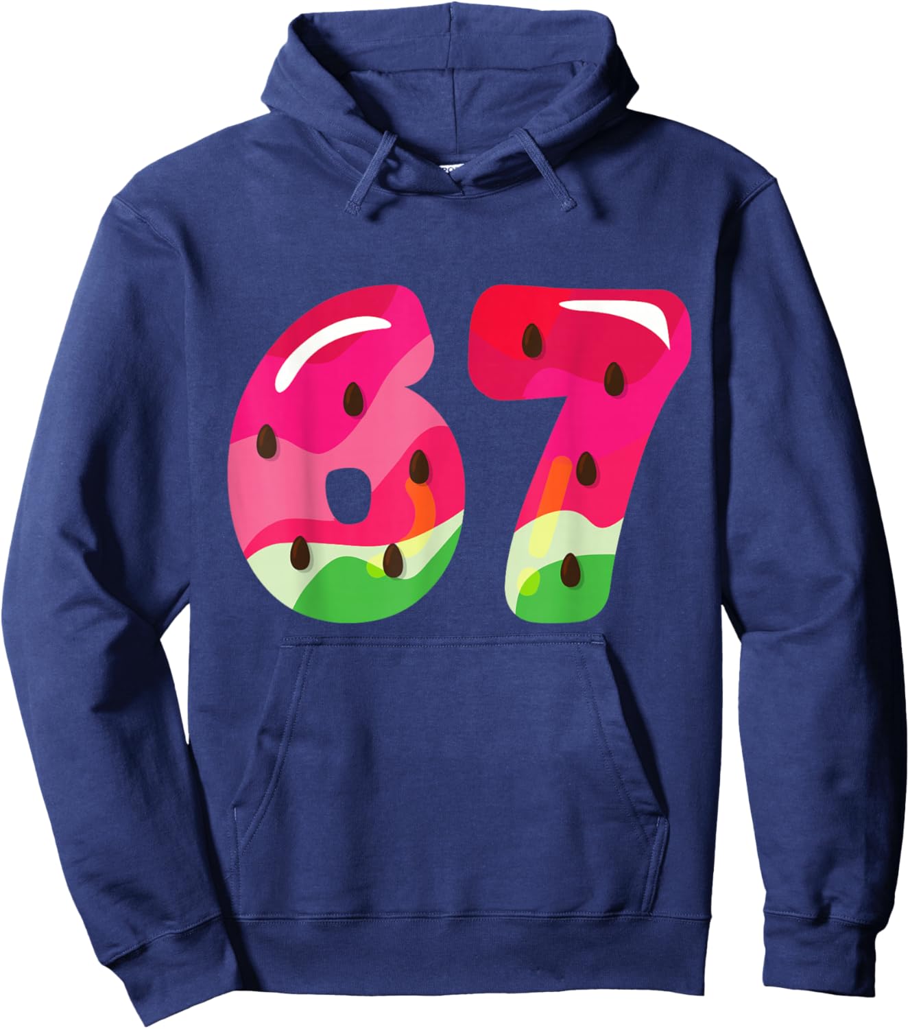 Watermelon 67 Meme Six Seven Slang 67th Birthday Adult Kids Hoodie - Hoodie | Navy