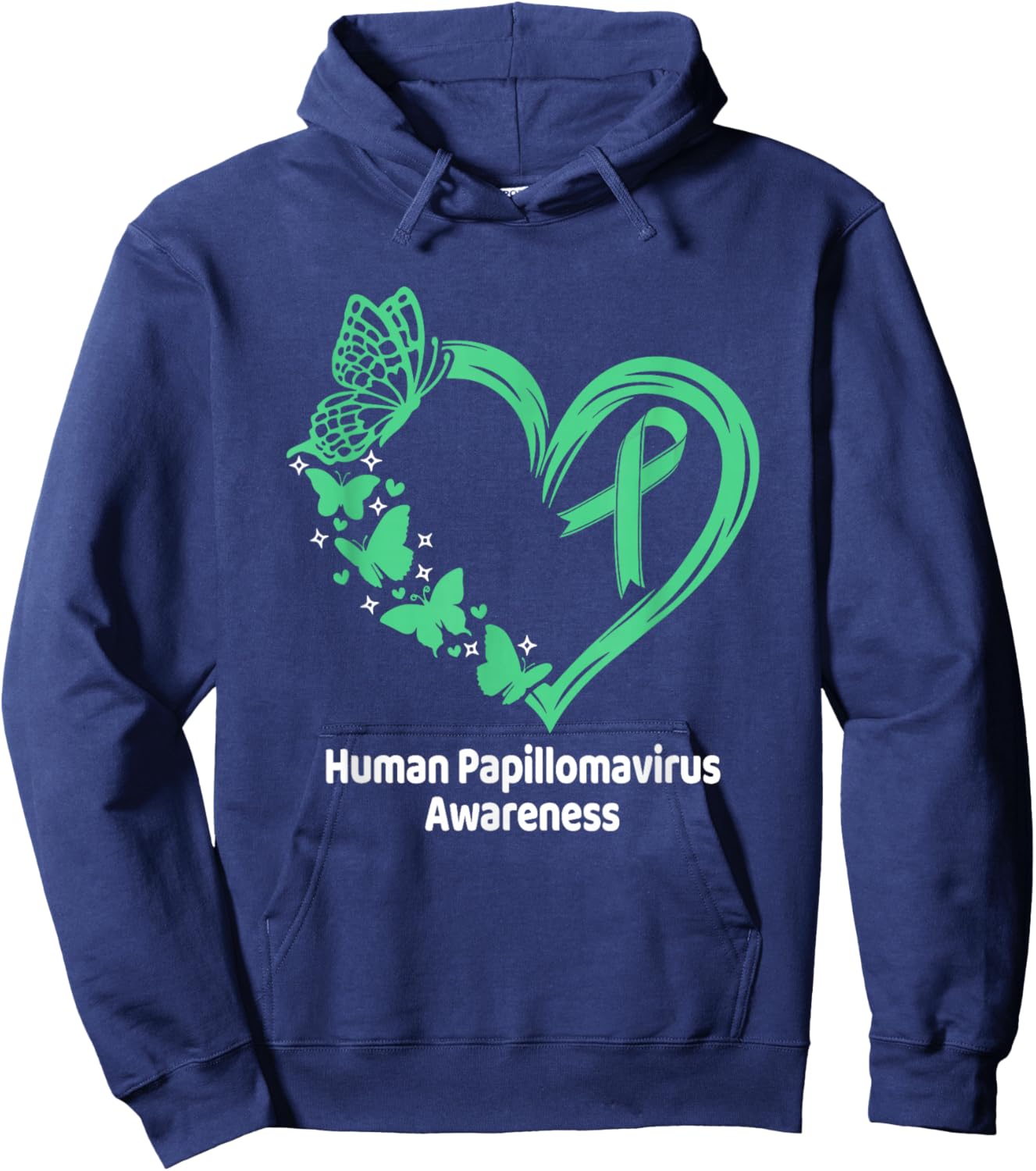 Human Papillomavirus HPV Awareness Heart Butterfly Hoodie - Hoodie | Navy