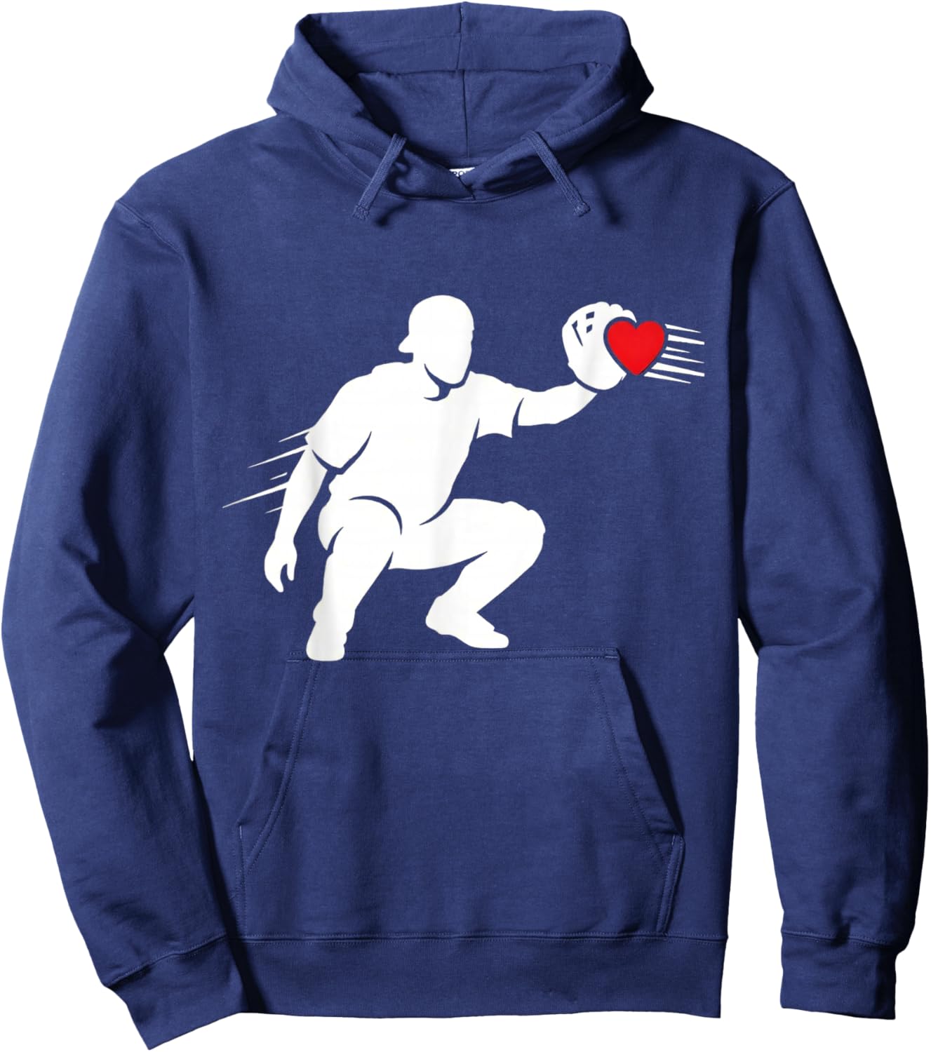 Valentine Day Baseball Glove Silhouette Heart Men Boys Kids Hoodie - Hoodie | Navy