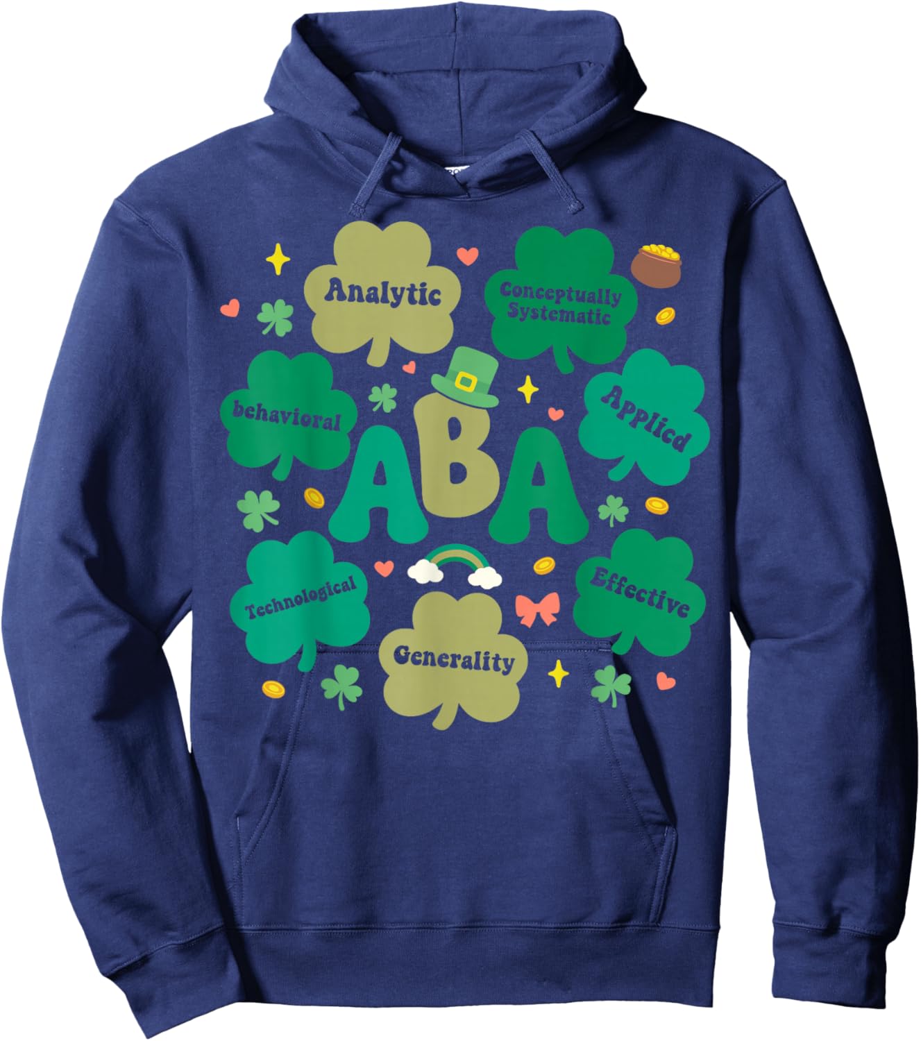 Behavioral Analysts ABA Therapist Shamrock St Patricks Day Hoodie - Hoodie | Navy