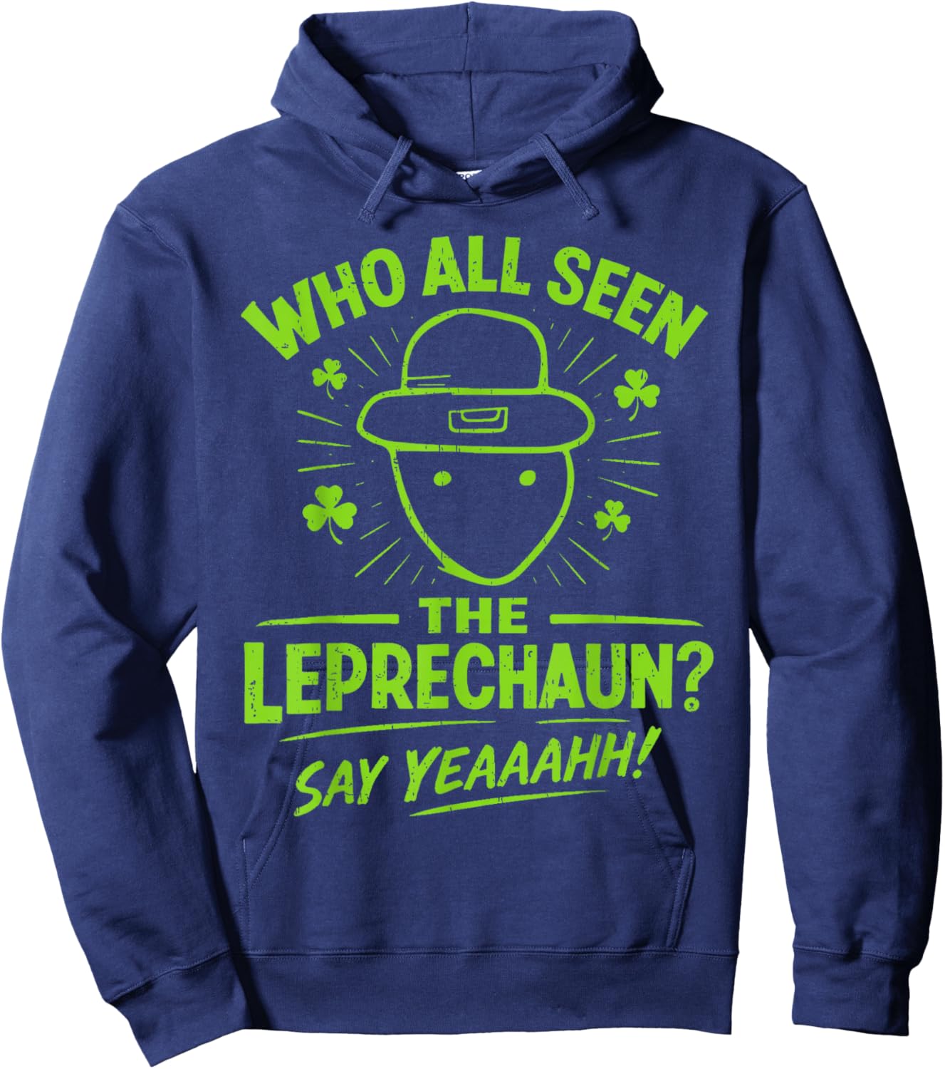 Funny Leprechaun Amateur Sketch Meme Irish St Patrick's Day Hoodie - Hoodie | Navy