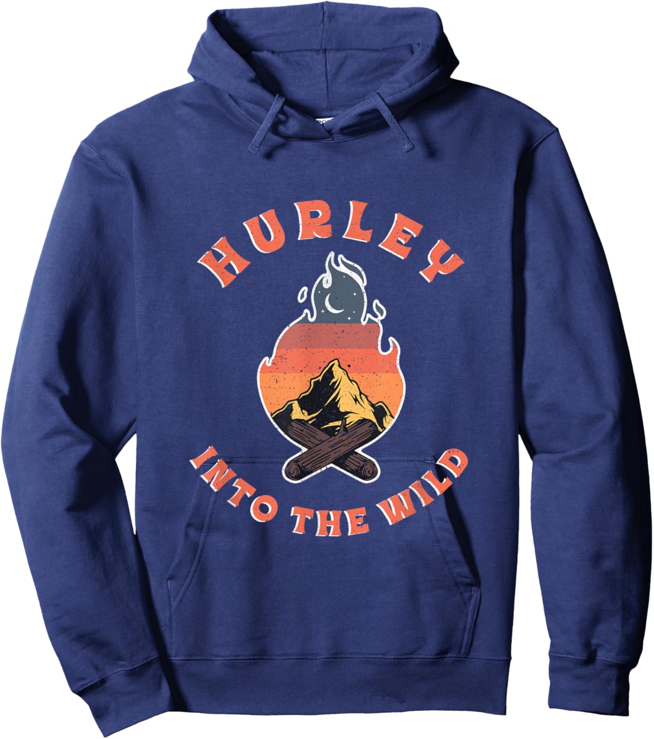 Vintage Campfire Hurley Souvenir Retro Hiking Camping Hoodie - Hoodie | Navy