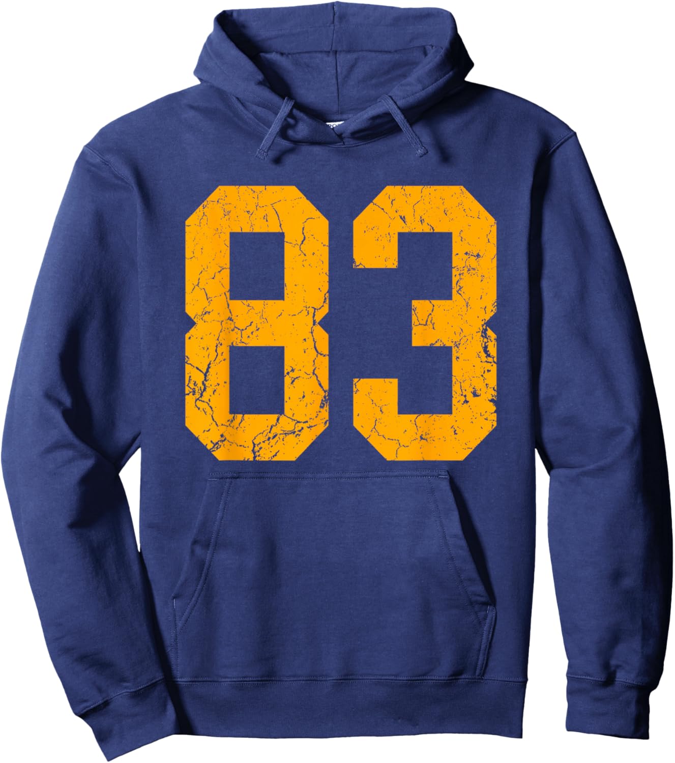 Distressed Orange Number 83 Jersey Player Uniform #83 Hoodie - Hoodie | Navy