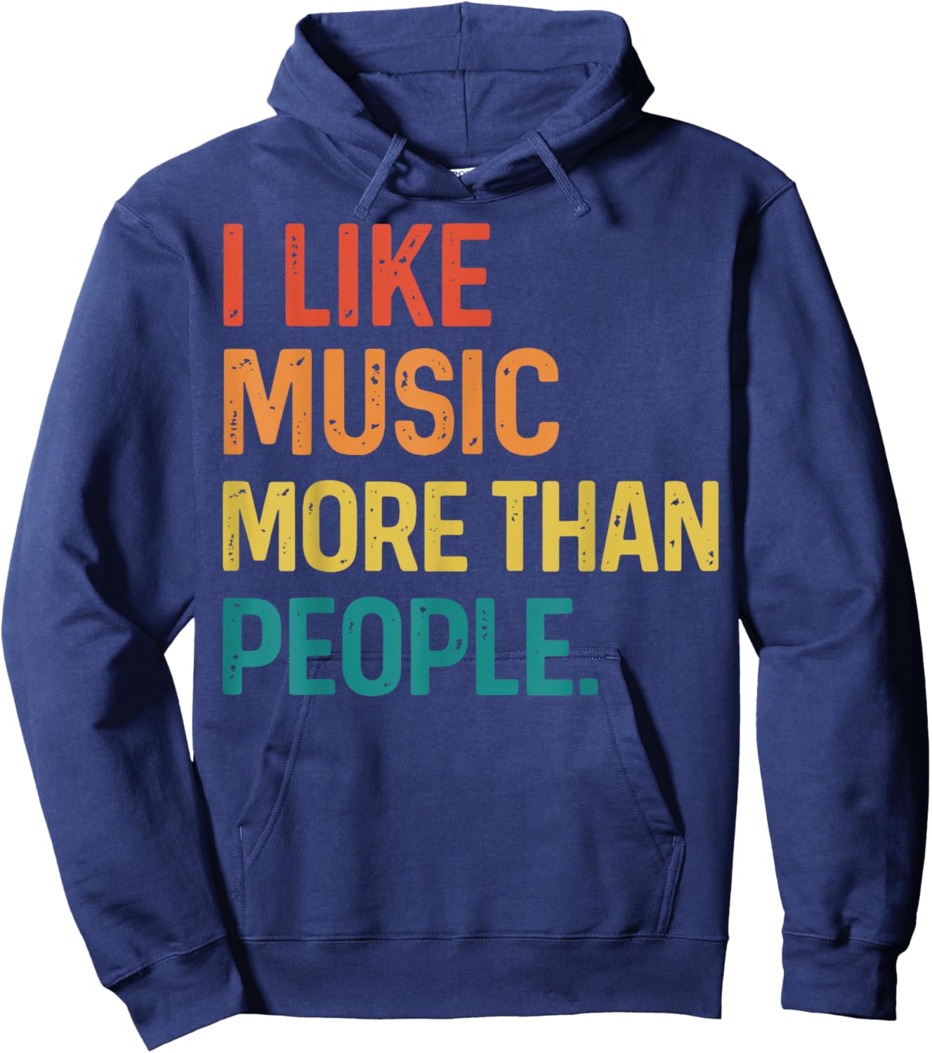 I Like Music More Than People Hoodie - Hoodie | Navy