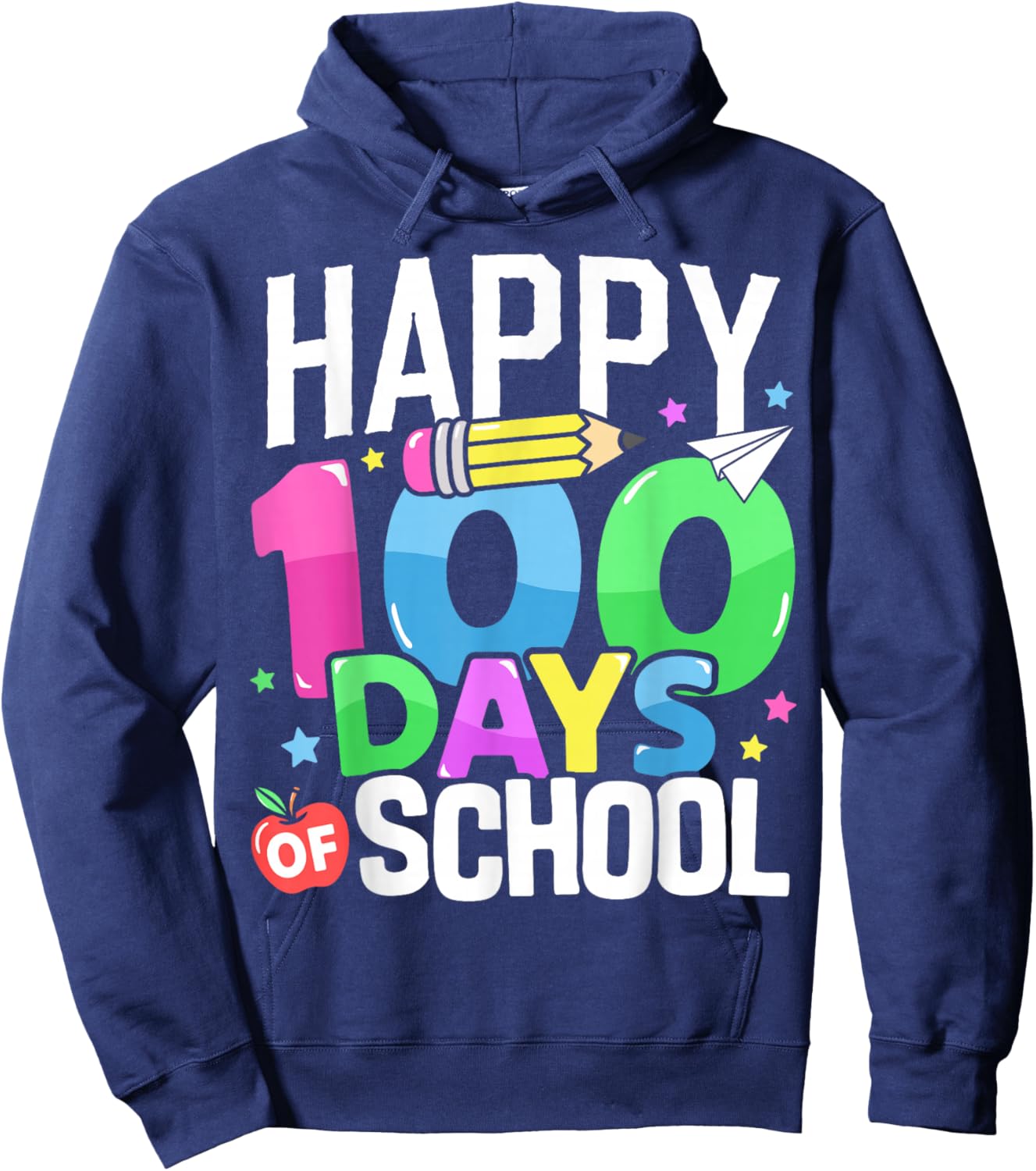 Happy 100 Days of School Teacher 100th Day of School Kids Hoodie - Hoodie | Navy