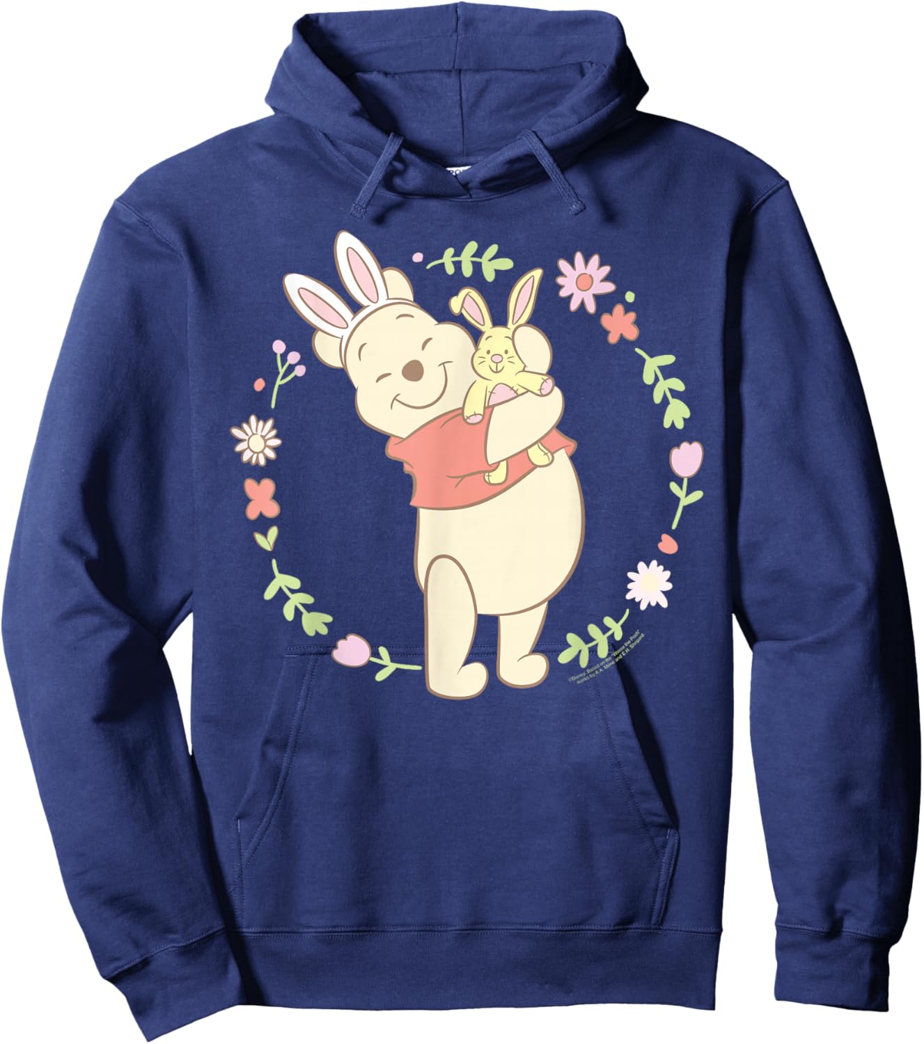 Disney Winnie The Pooh Easter Bunny Hug Pastel Spring Flower Hoodie - Hoodie | Navy