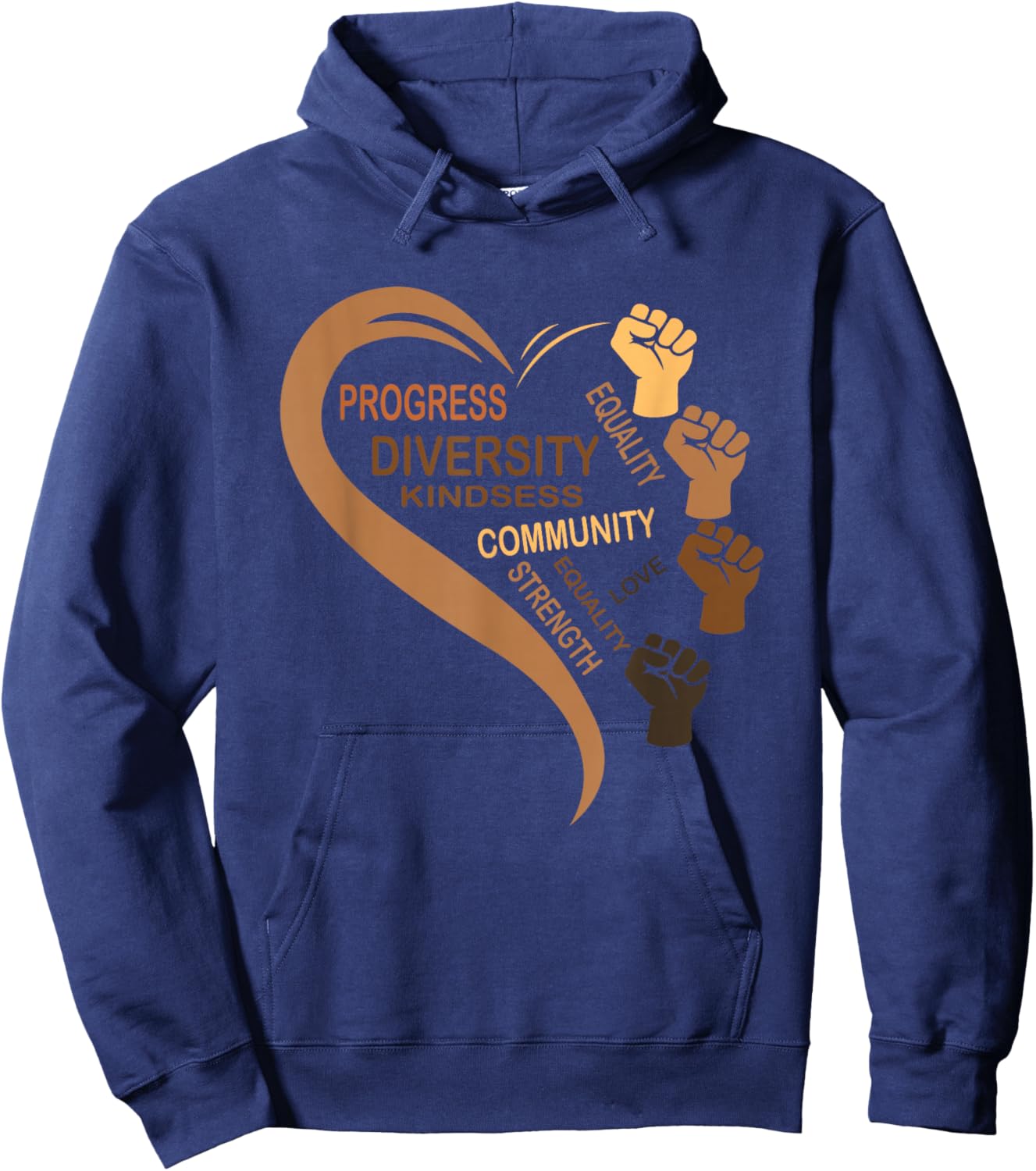 Black History Month Heart Blackity Love Melanin Afro Queen Hoodie - Hoodie | Navy