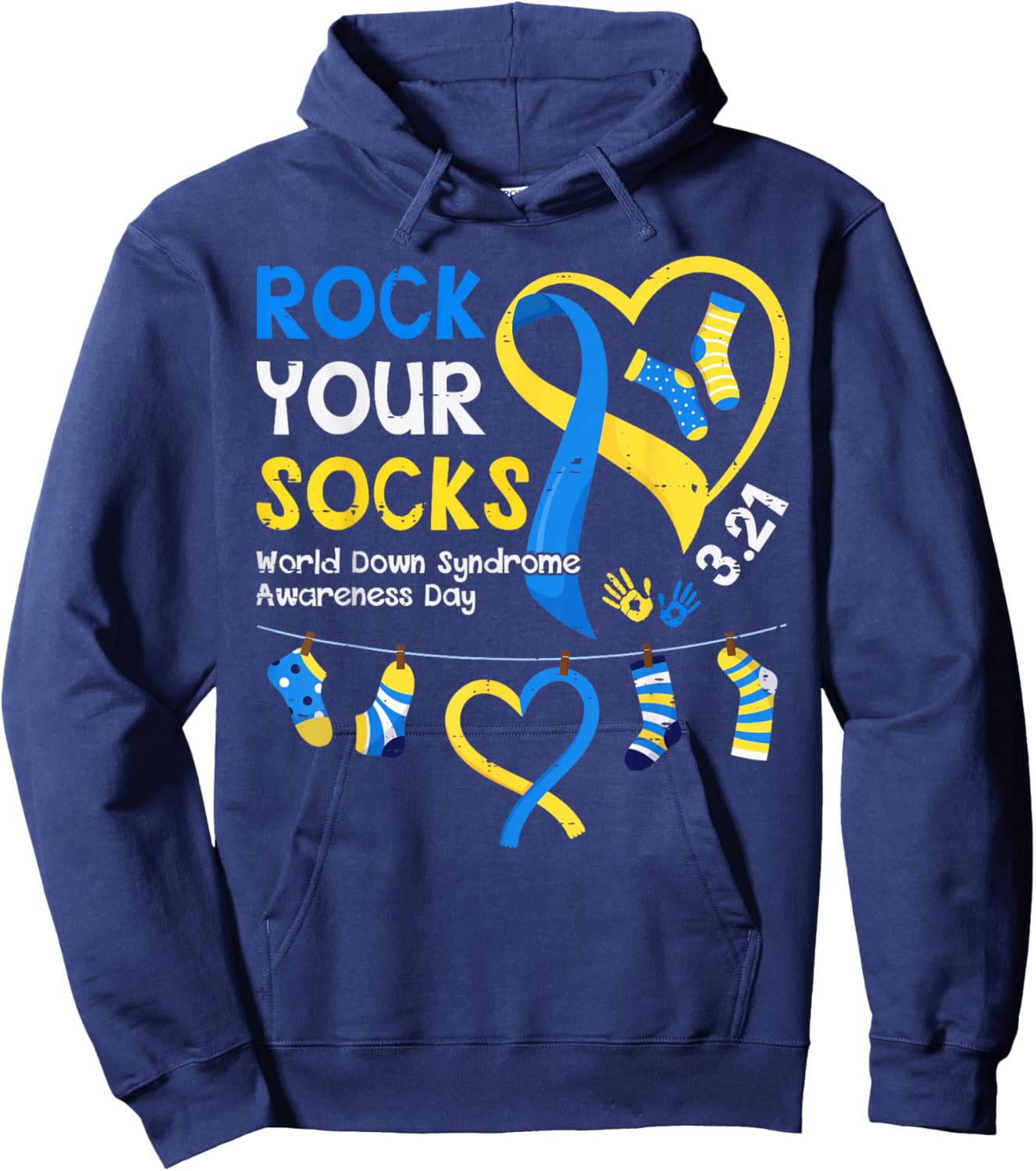 Rock Your Socks World Down Syndrome Awareness Day Kids Hoodie - Hoodie | Navy