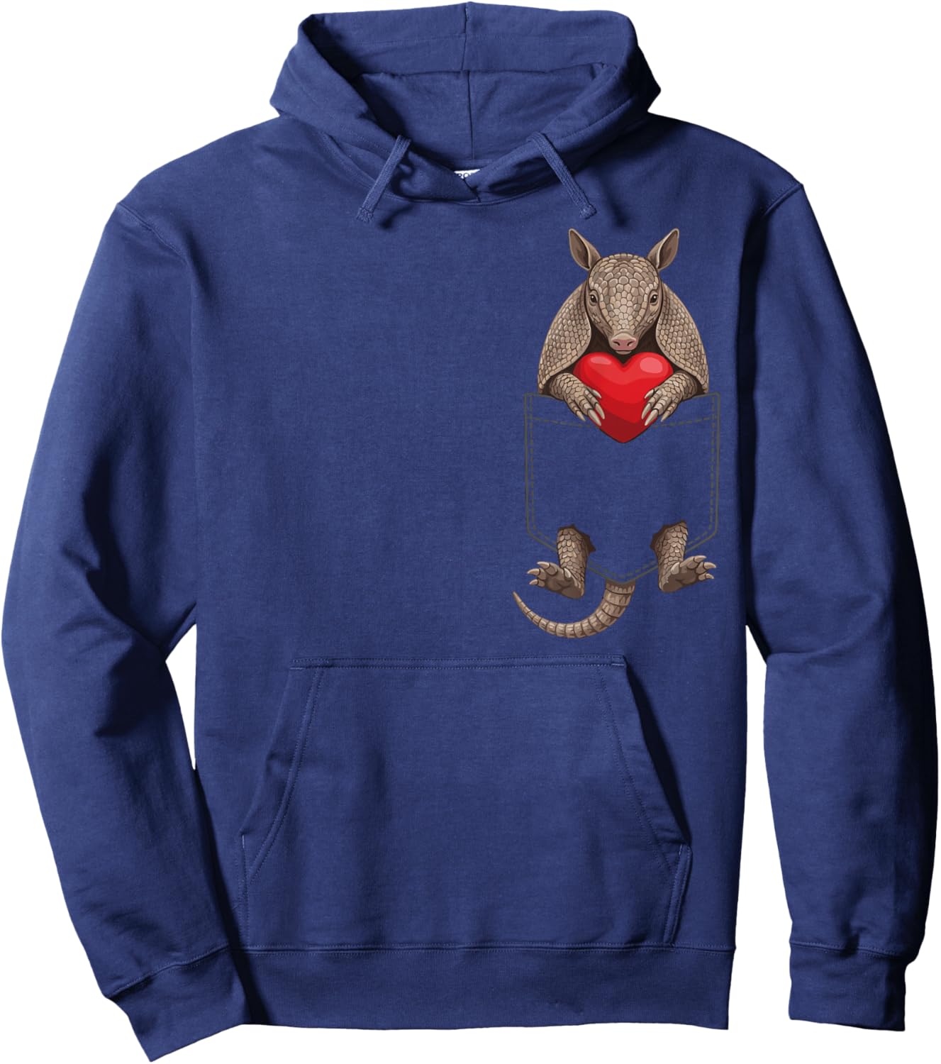 Cute Armadillo in Pocket Animal Lover Design Valentines Hoodie - Hoodie | Navy