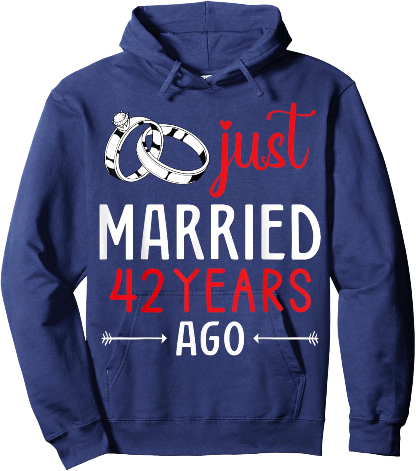 Just Married 42 Years Ago Couple Matching 42th Anniversary Hoodie - Hoodie | Navy