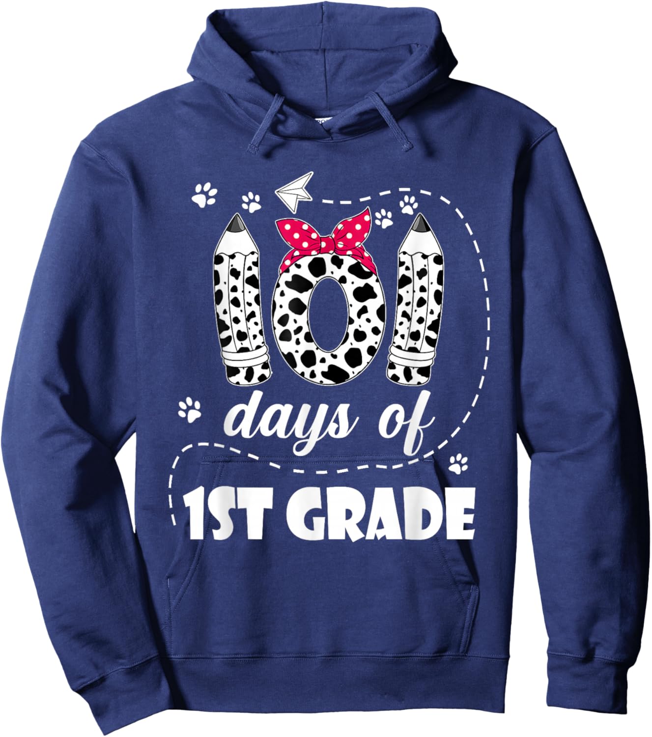 101 Days of 1st Grade Dog Cute 100 Days of School Teacher Hoodie - Hoodie | Navy