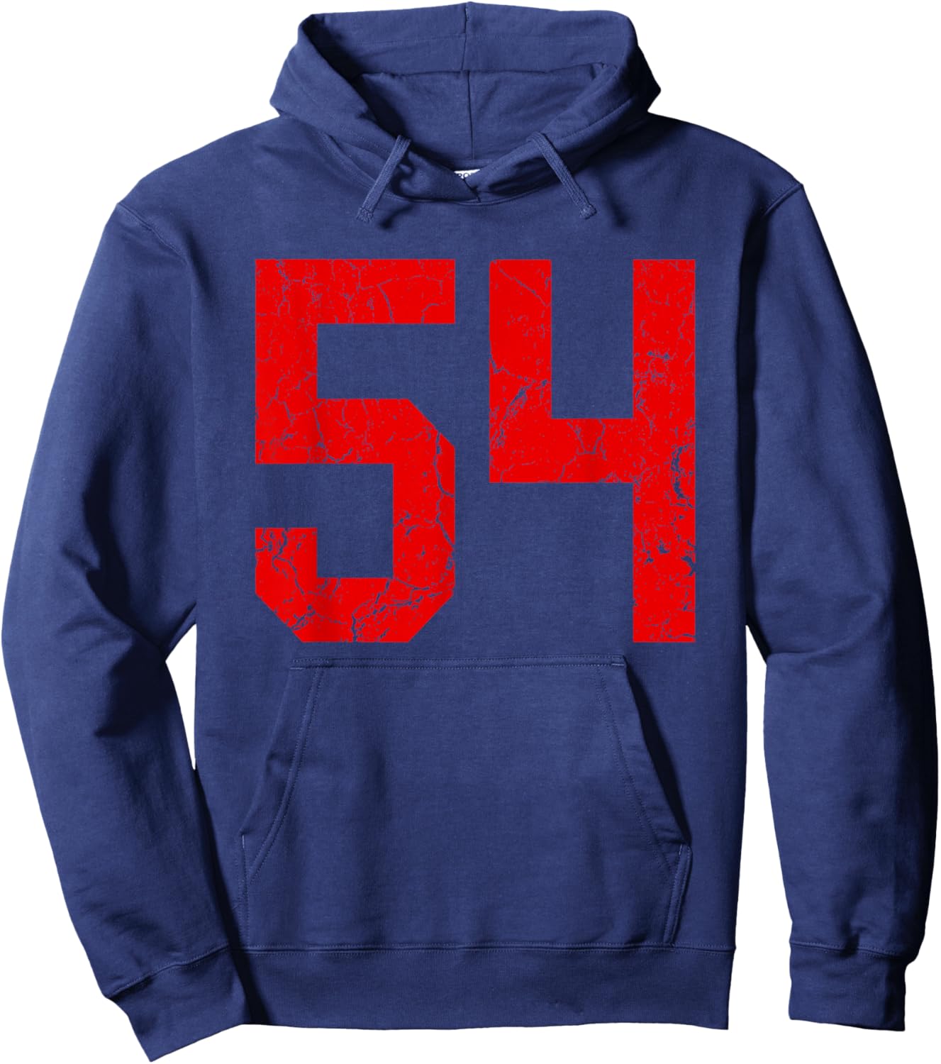 Distressed Red Number 54 Jersey Player Uniform #54 Hoodie - Hoodie | Navy