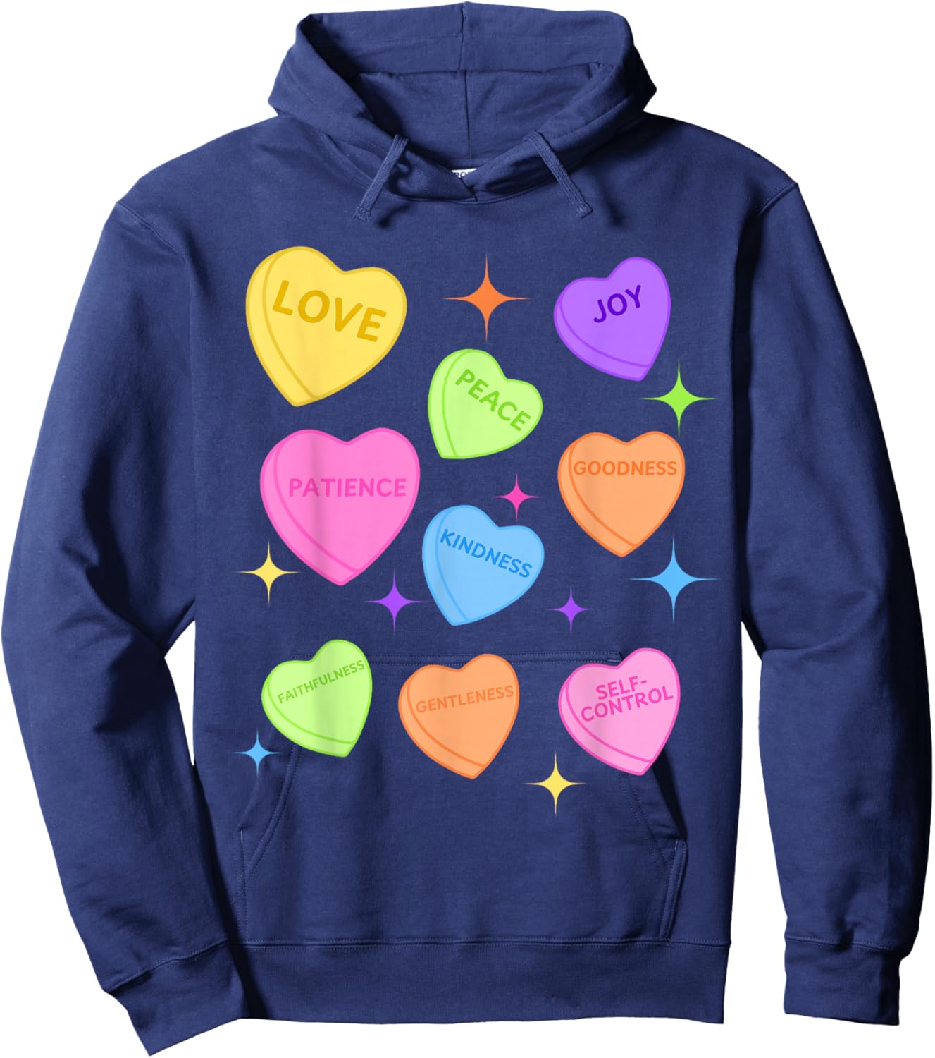 Fruits of Spirit Valentine Christian Valentine Hearts Hoodie - Hoodie | Navy