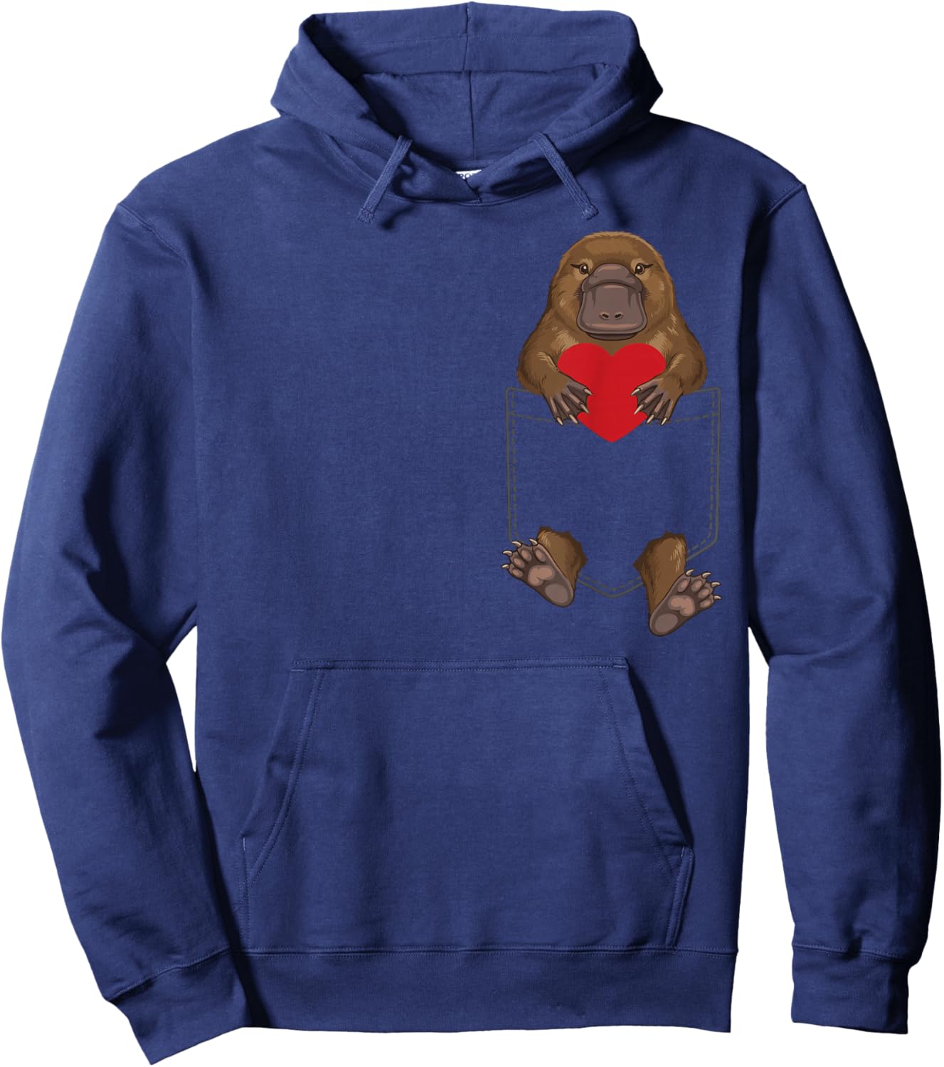 Cute Platypus in Pocket Wildlife Lover Valentines Hoodie - Hoodie | Navy