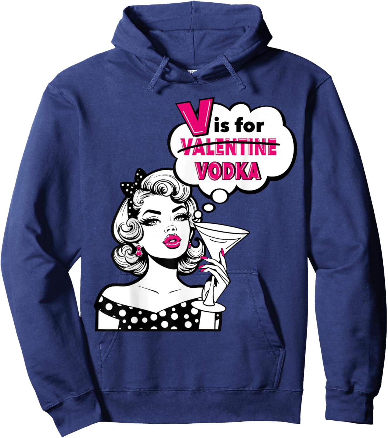 V is for Vodka Shirt – Funny Valentine Galentines Day Hoodie - Hoodie | Navy