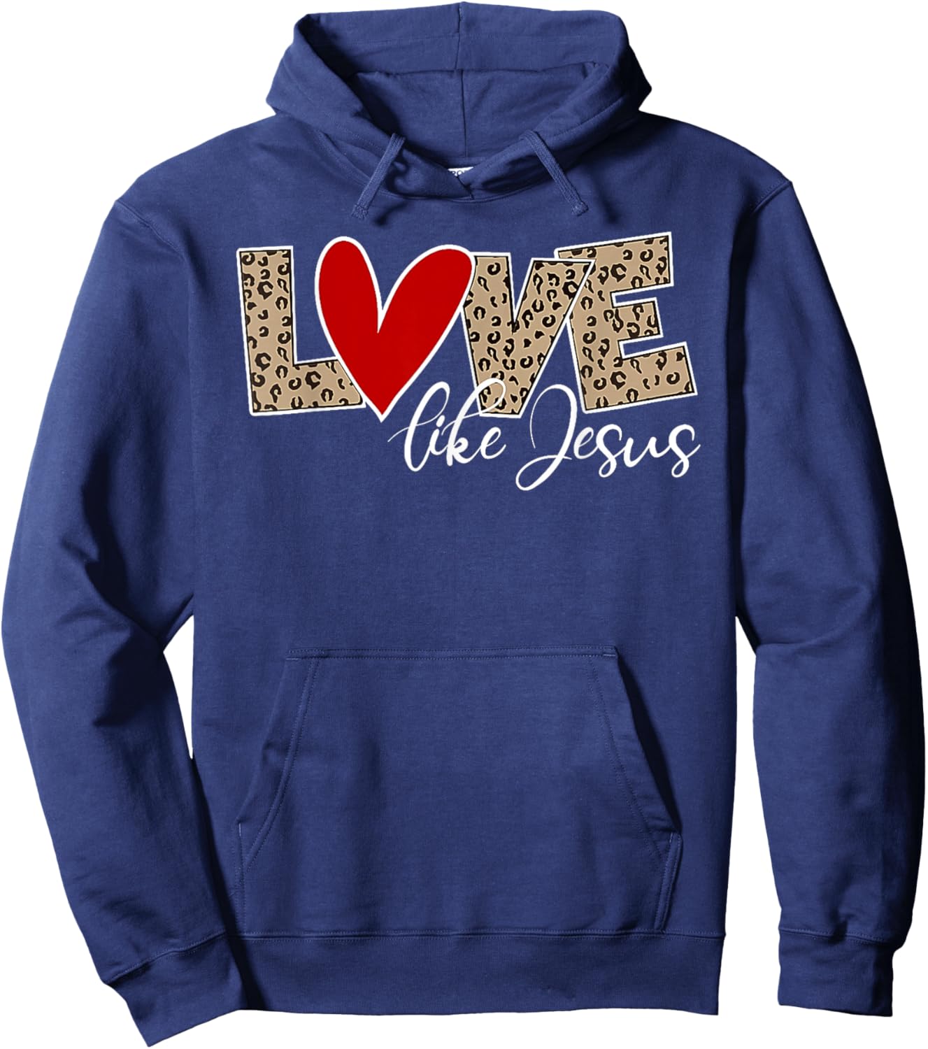 Love Like Jesus Leopard Red Heart Christian Faith Valentines Hoodie - Hoodie | Navy
