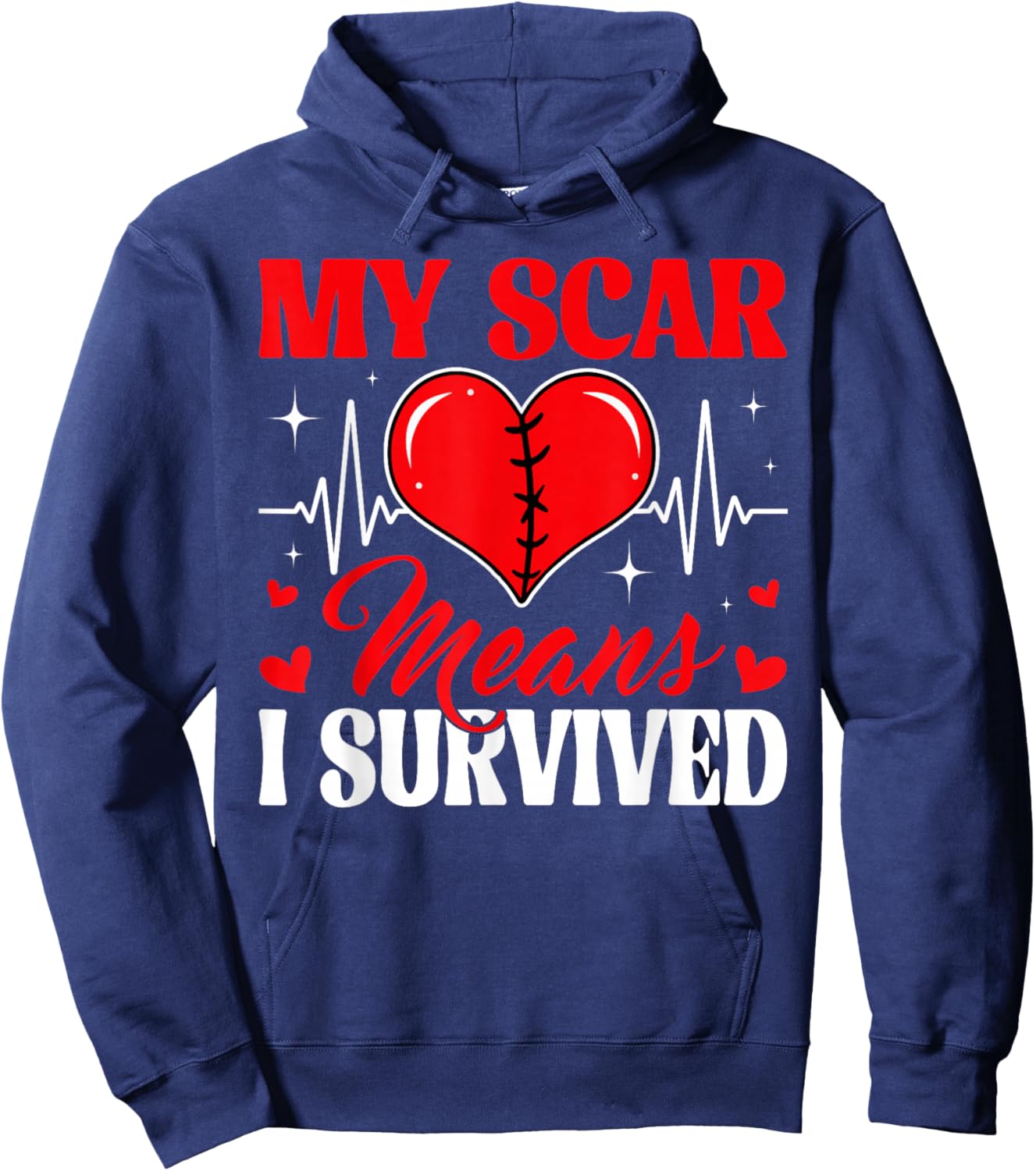 My Scar Means I Survived CHD Awareness Open Heart Surgery Hoodie - Hoodie | Navy