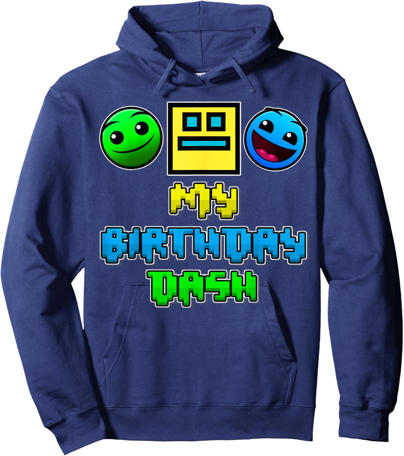 My Birthday Dash Video Game Theme Party Geometry Game Dash Hoodie - Hoodie | Navy