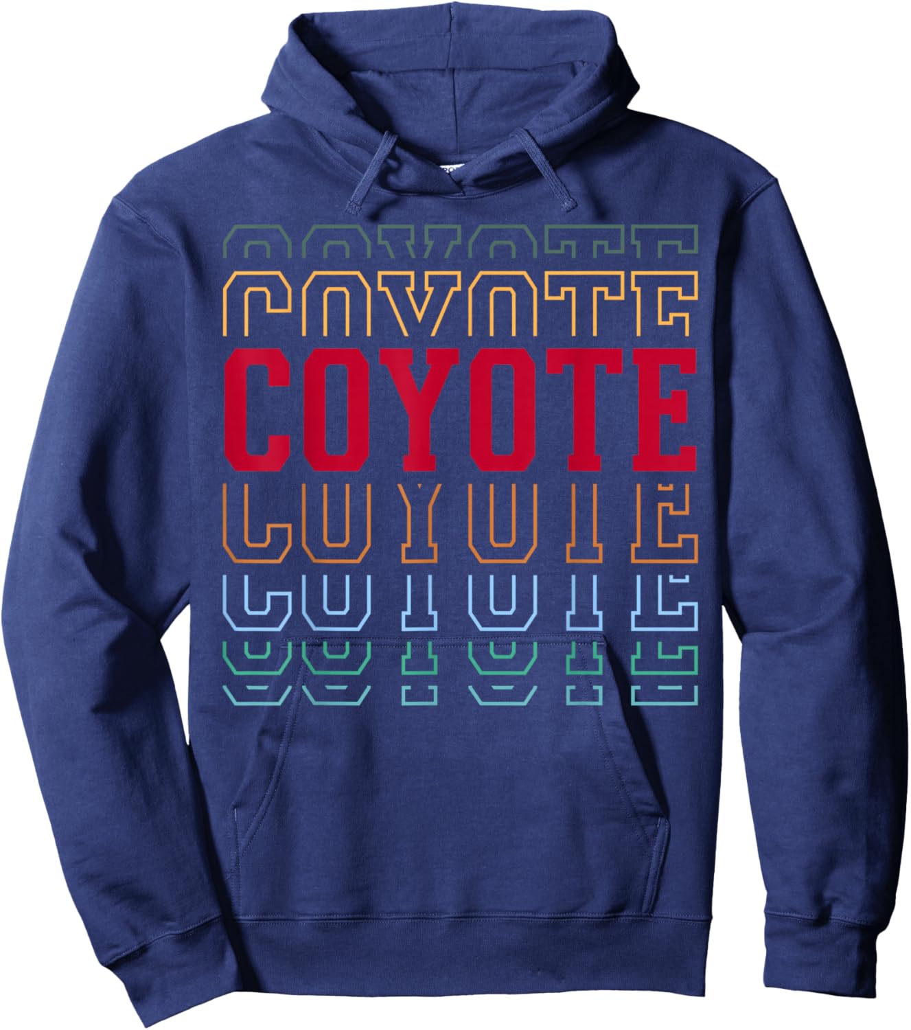 Coyote Layered Text Costume Animal Lover Hoodie - Hoodie | Navy