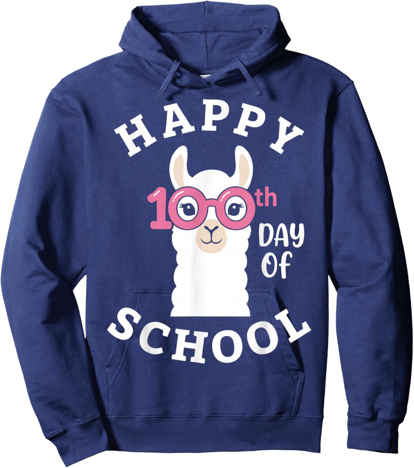 Happy 100th Day of School Llama Teacher Student Hoodie - Hoodie | Navy