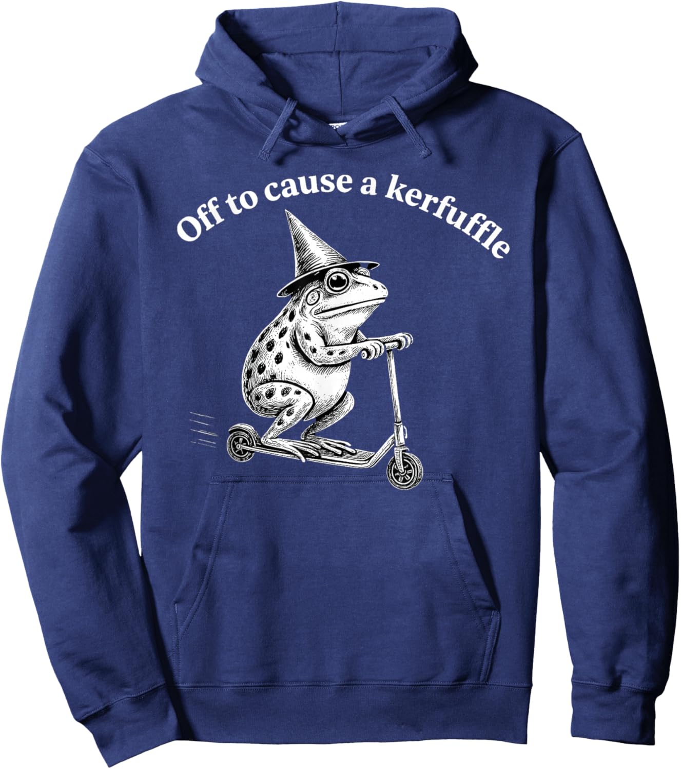 Funny Frog Quote Mischief Humor Whimsical Scooter Art Design Hoodie - Hoodie | Navy