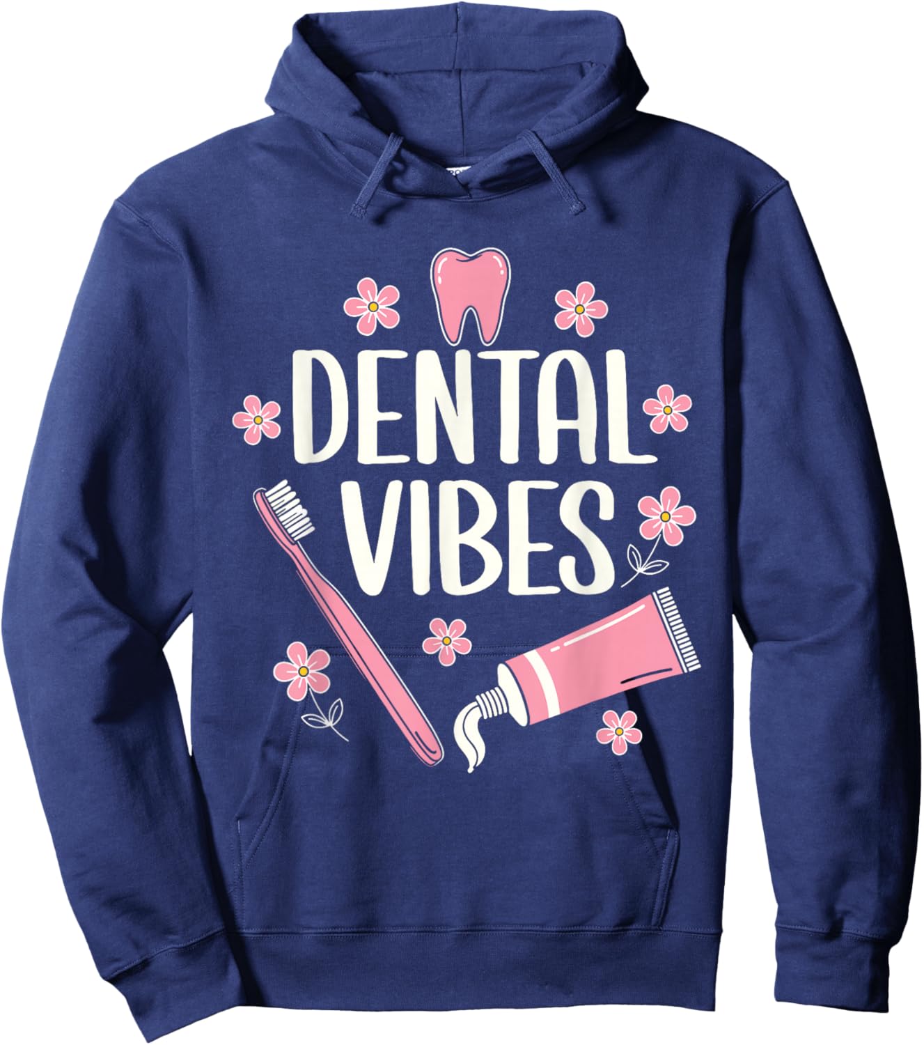 Dental Assistant Vibes Funny Retro Dentist Hygienist Teeth Hoodie - Hoodie | Navy