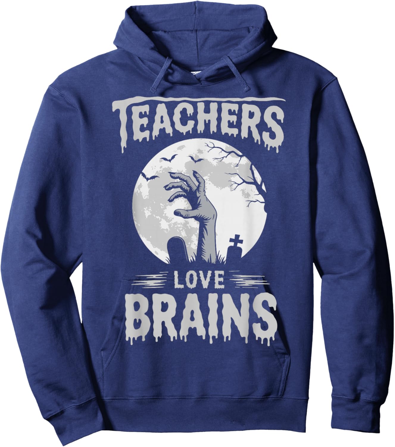 Funny Halloween Teacher Zombie Teachers Love Brains Hoodie - Hoodie | Navy