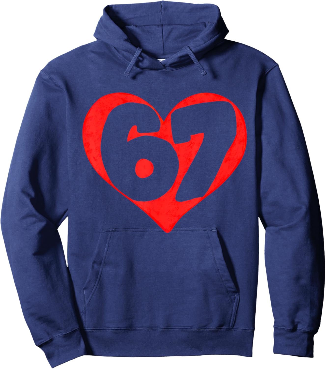 Funny Valentines Heart Silhouette 67 Six Seven Kids Teens Hoodie - Hoodie | Navy